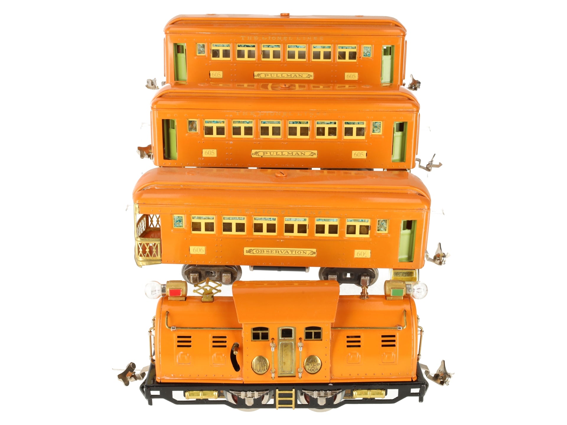 Lionel 4 O Macy's Original Bild-A-Loco Electric Loco & Passengers #4 605 605 606 VG