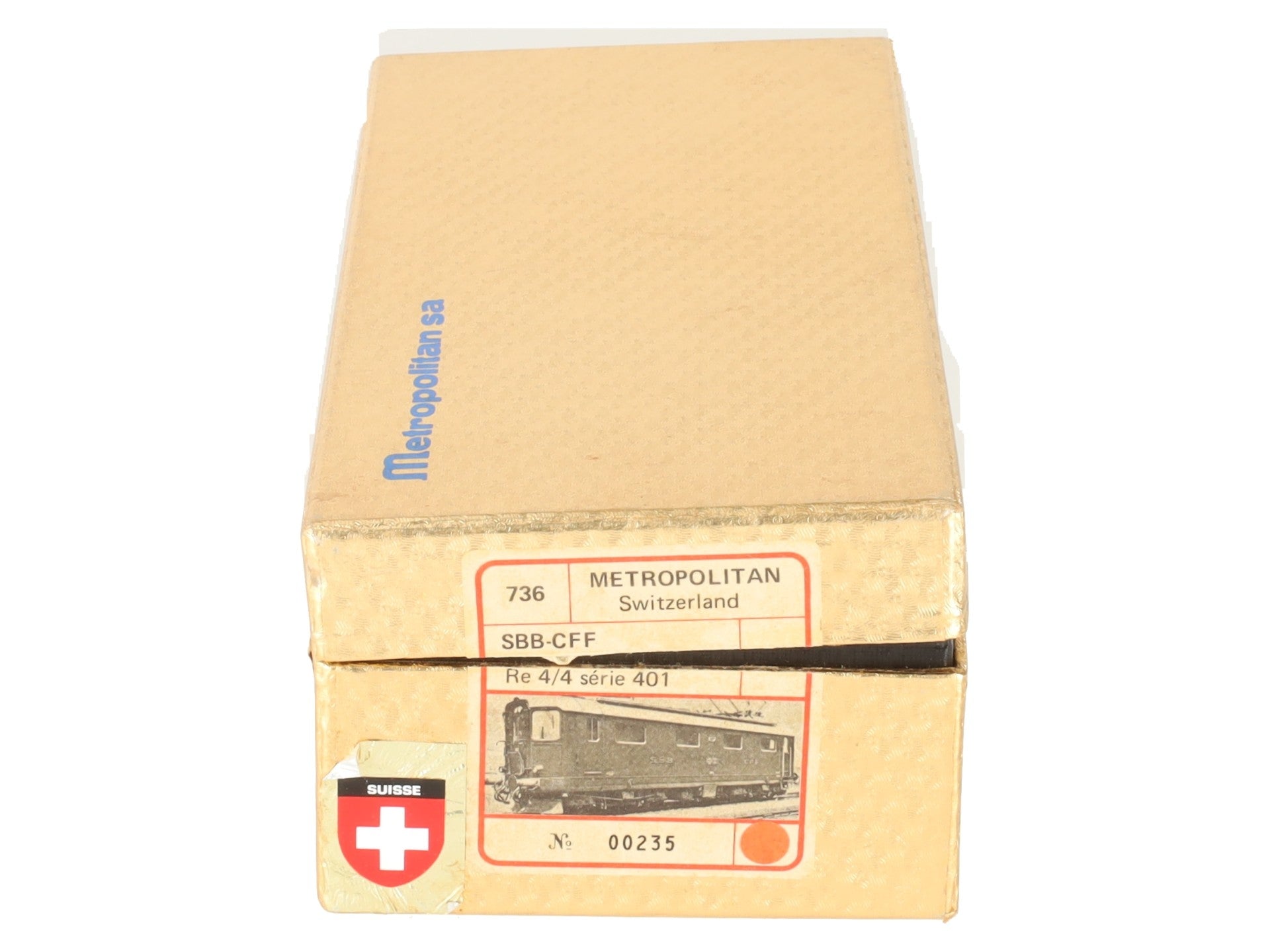 Metropolitan 736 HO Brass SBB RE 4/4 Electric Locomotive #401 LN/Box