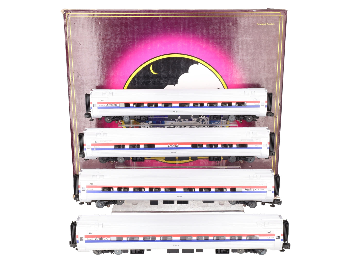 MTH 20-6555 O Amtrak 3-Stripe Amfleet Passenger Car Set (Set of 4) VG/Box