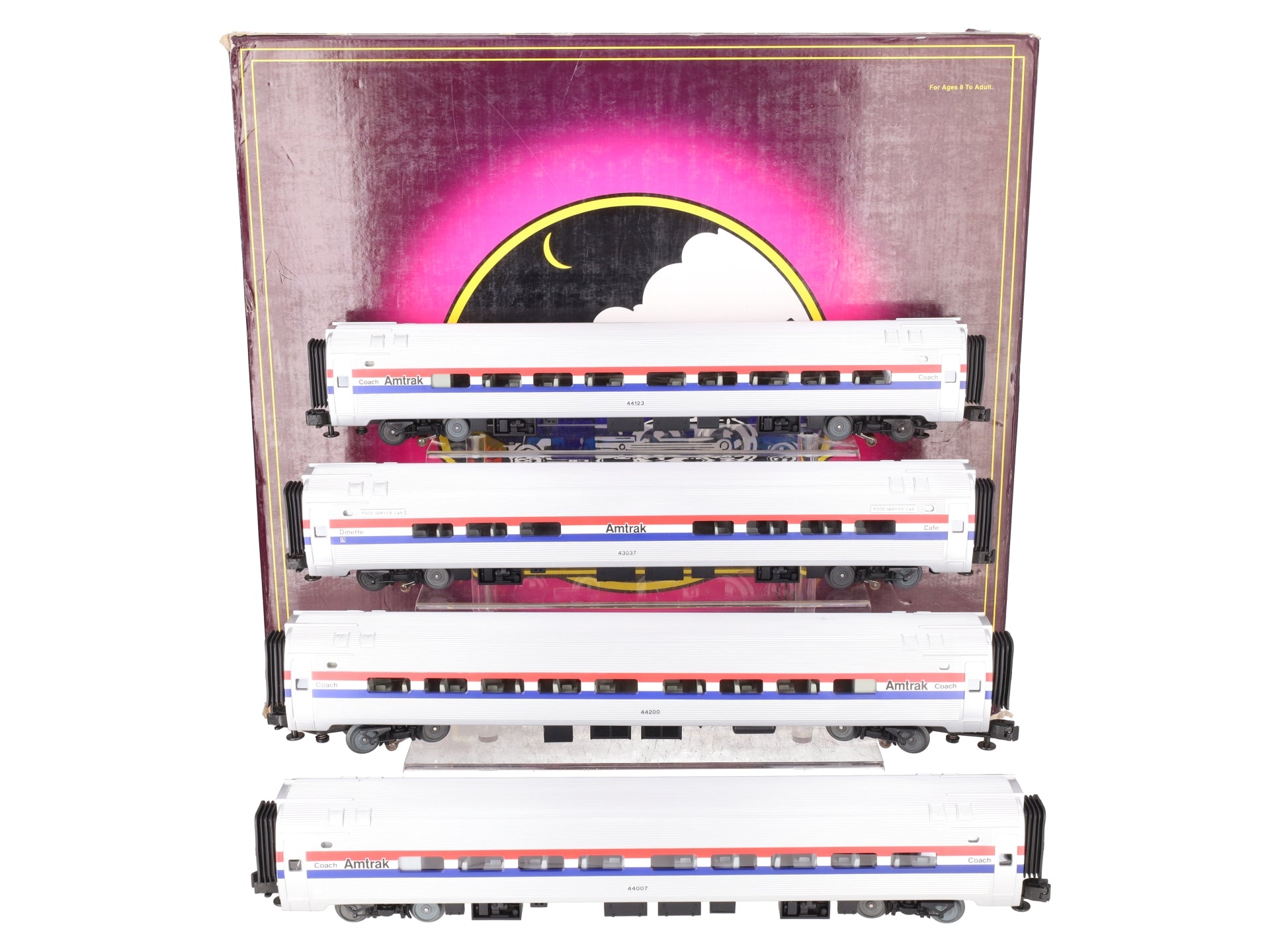 MTH 20-6555 O Amtrak 3-Stripe Amfleet Passenger Car Set (Set of 4) VG/Box