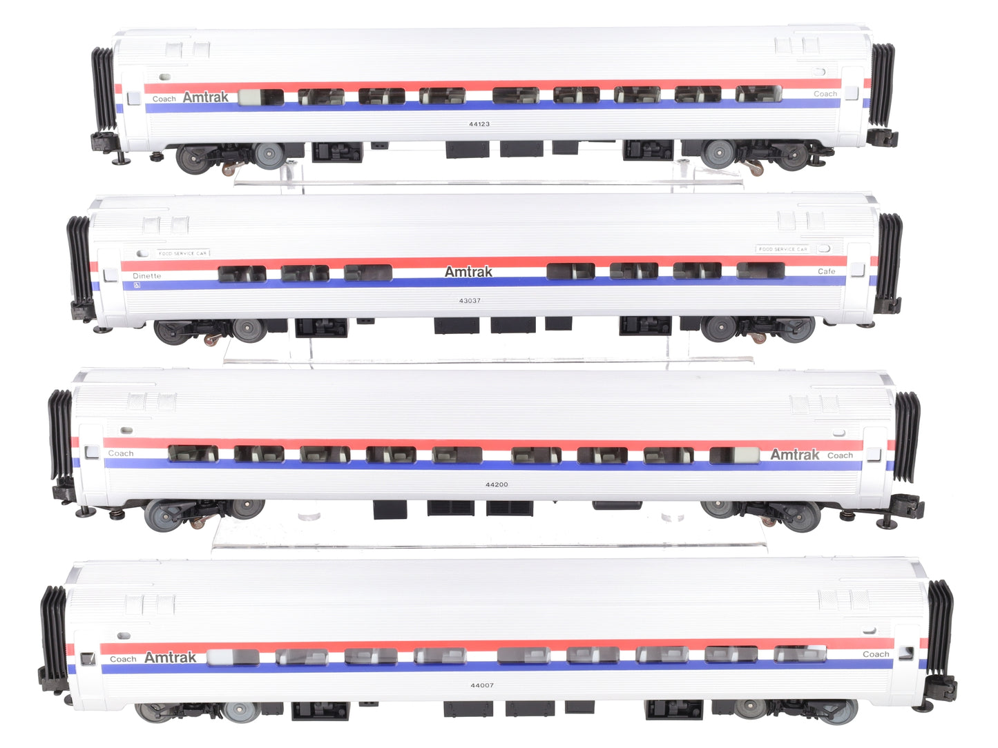 MTH 20-6555 O Amtrak 3-Stripe Amfleet Passenger Car Set (Set of 4) VG/Box