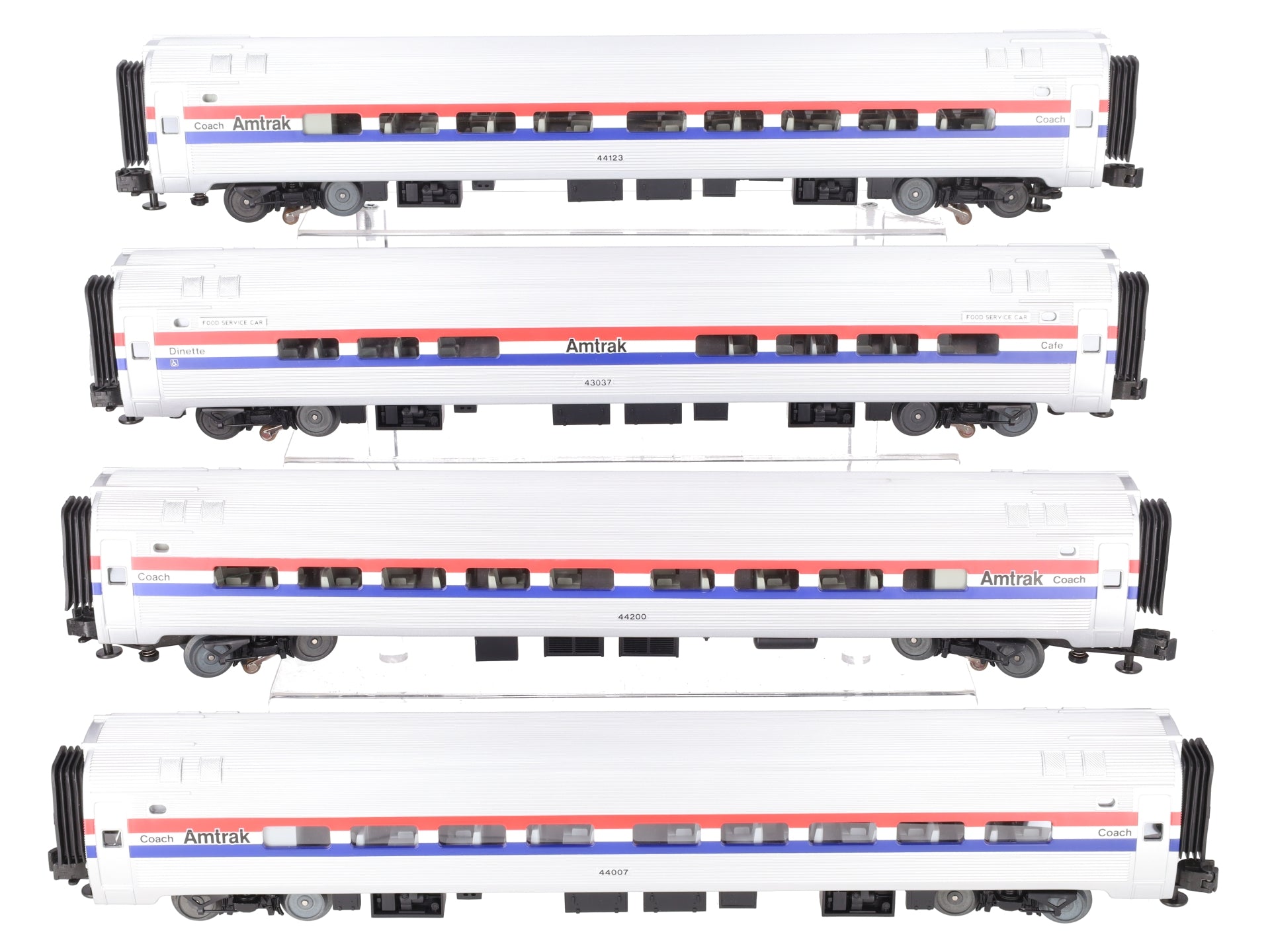 MTH 20-6555 O Amtrak 3-Stripe Amfleet Passenger Car Set (Set of 4) VG/Box