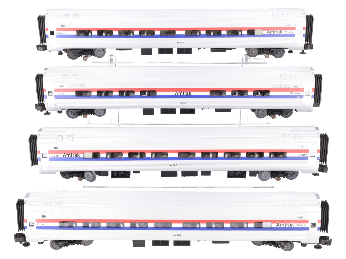 MTH 20-6555 O Amtrak 3-Stripe Amfleet Passenger Car Set (Set of 4) VG/Box
