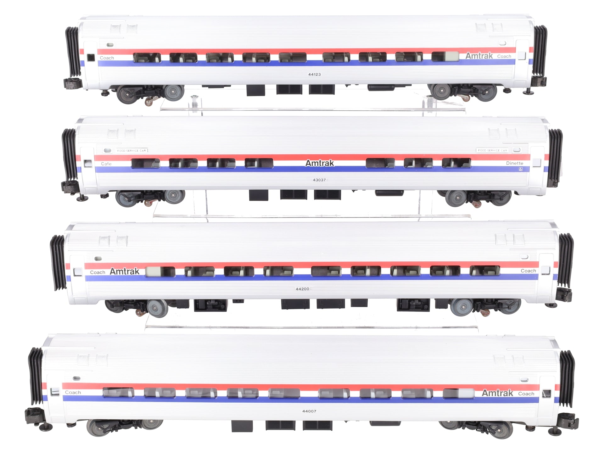 MTH 20-6555 O Amtrak 3-Stripe Amfleet Passenger Car Set (Set of 4) VG/Box