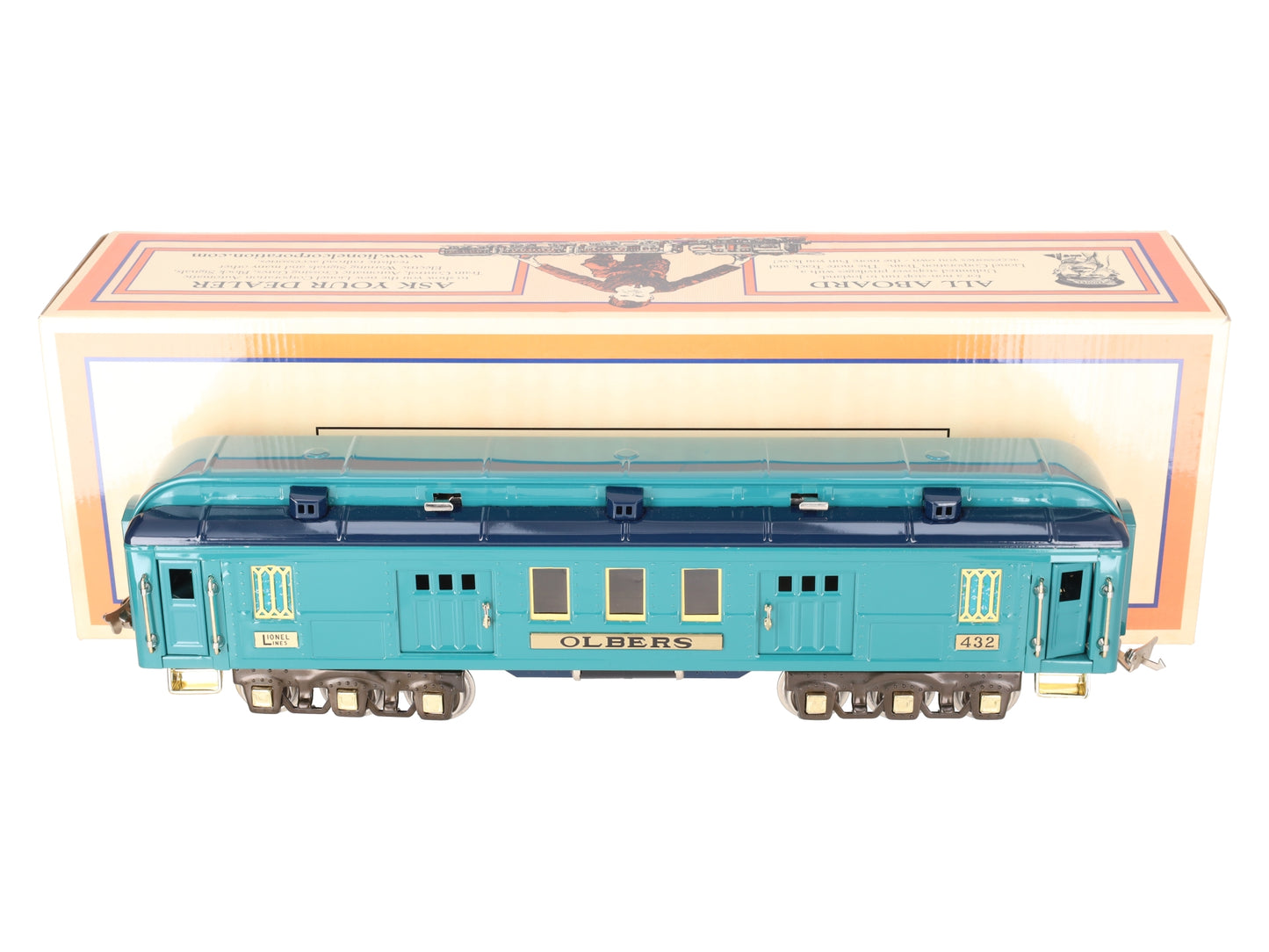 MTH 11-40021 STD Gauge Blue Comet BRASS Trim "Olbers" Two Tone Coach Car #432 EX