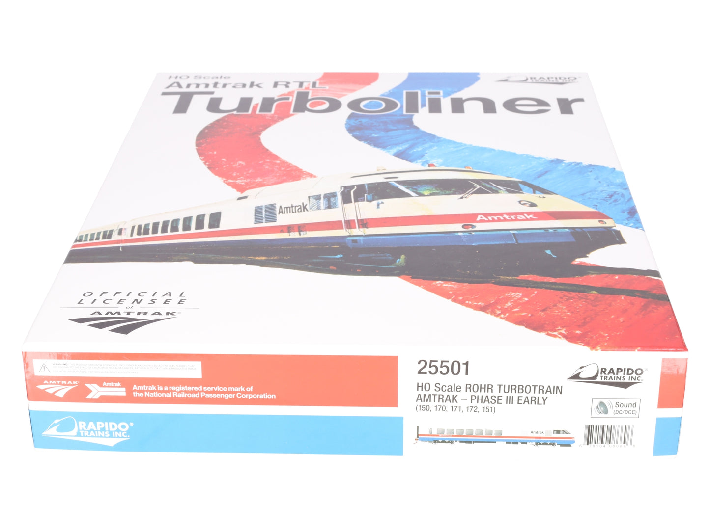 Rapido Trains 25501 HO Scale ROHR Amtrak Turbotrain 5 Car Set LN/Box