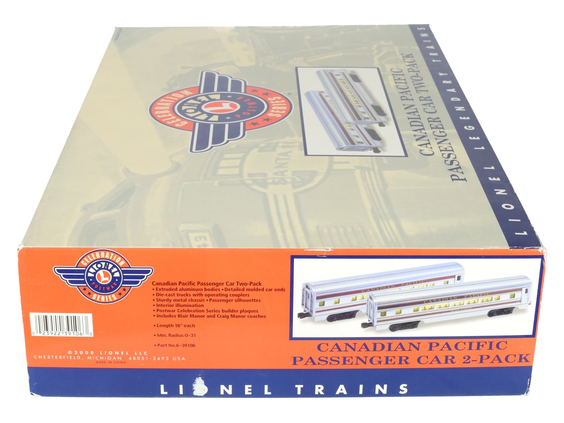 Lionel 6-39106 O Canadian Pacific Aluminum Passenger Car Set (Set of 2) EX/Box