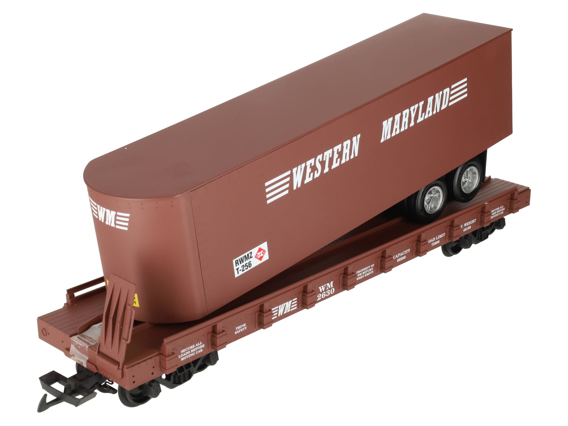 USA Trains 17022 G Western Maryland Piggyback Flatcar with Trailer