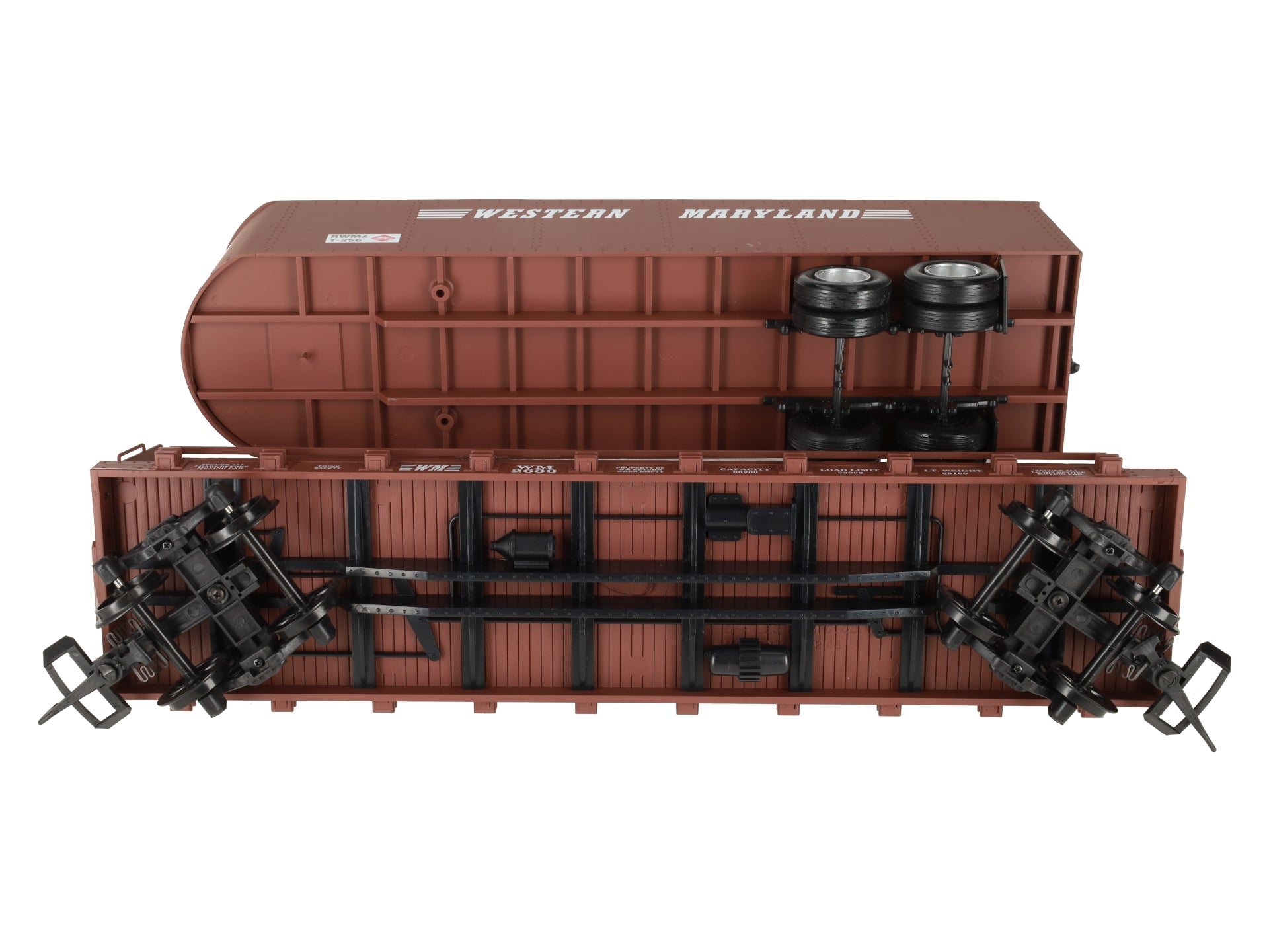 USA Trains 17022 G Western Maryland Piggyback Flatcar with Trailer
