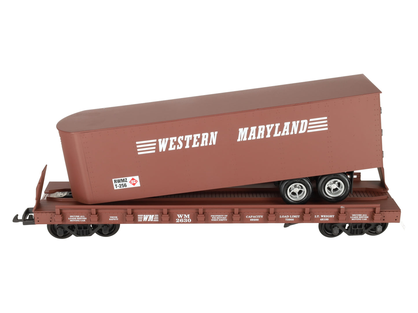 USA Trains 17022 G Western Maryland Piggyback Flatcar with Trailer
