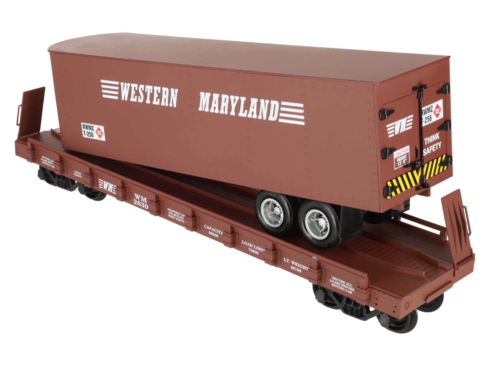 USA Trains 17022 G Western Maryland Piggyback Flatcar with Trailer