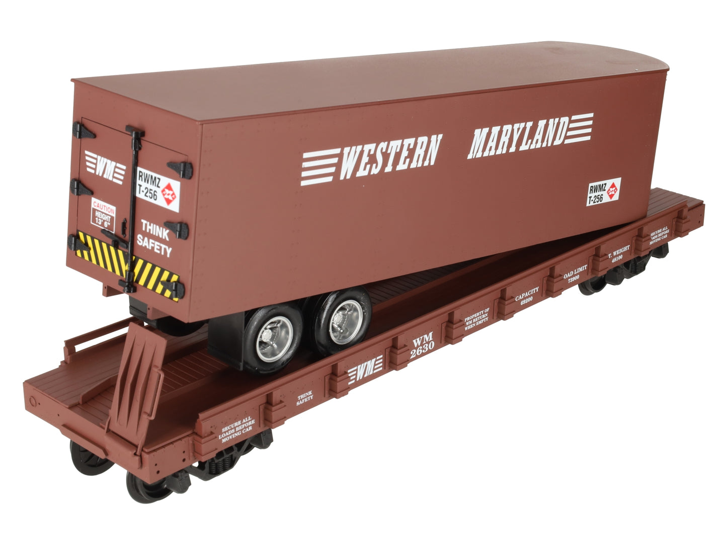 USA Trains 17022 G Western Maryland Piggyback Flatcar with Trailer