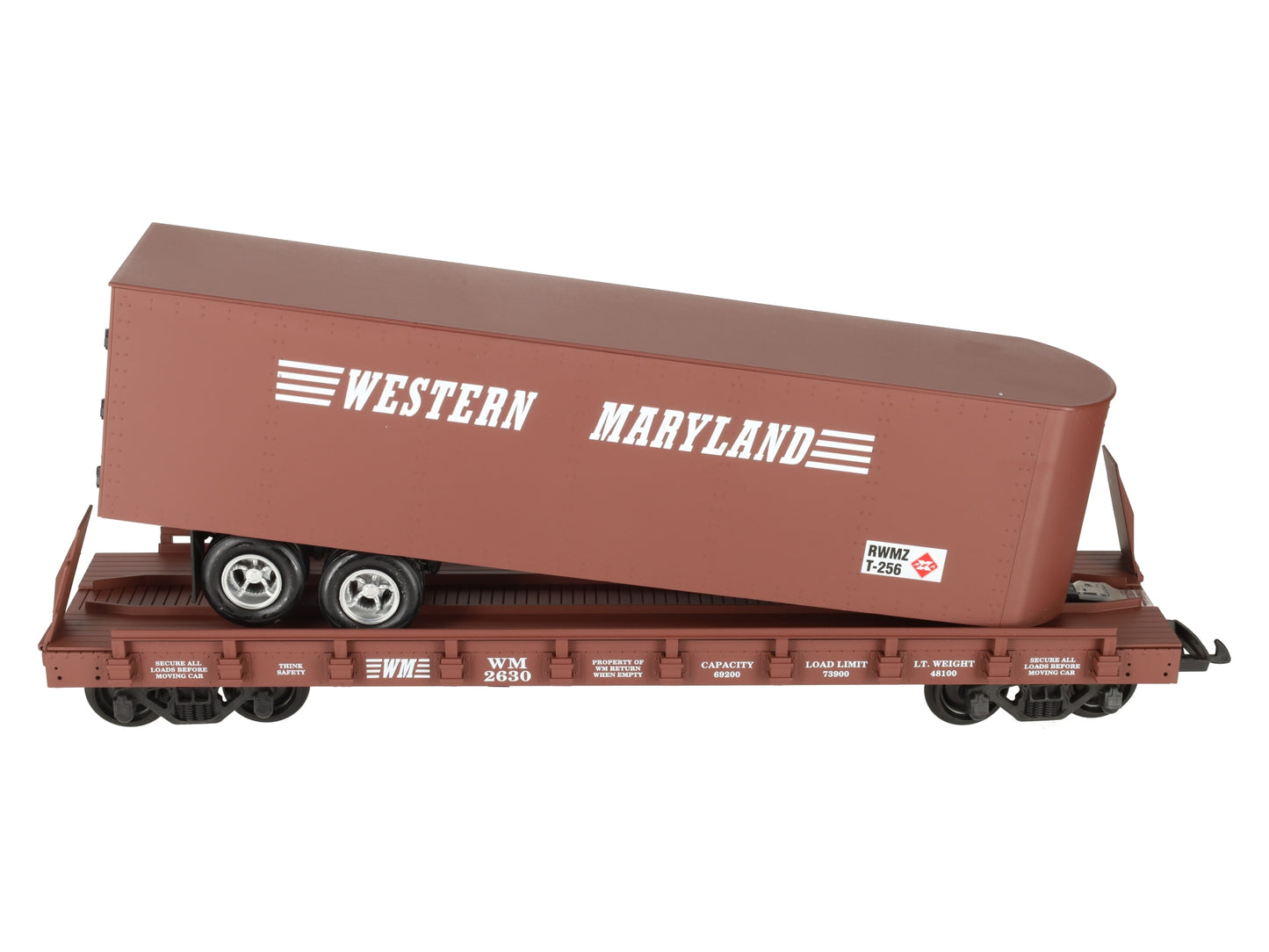 USA Trains 17022 G Western Maryland Piggyback Flatcar with Trailer