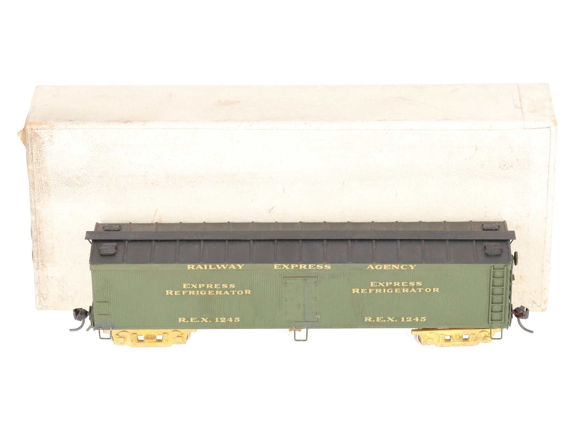 Trains Inc. HO Scale BRASS REA Express Wood Reefer Car #1245 - Custom/Box