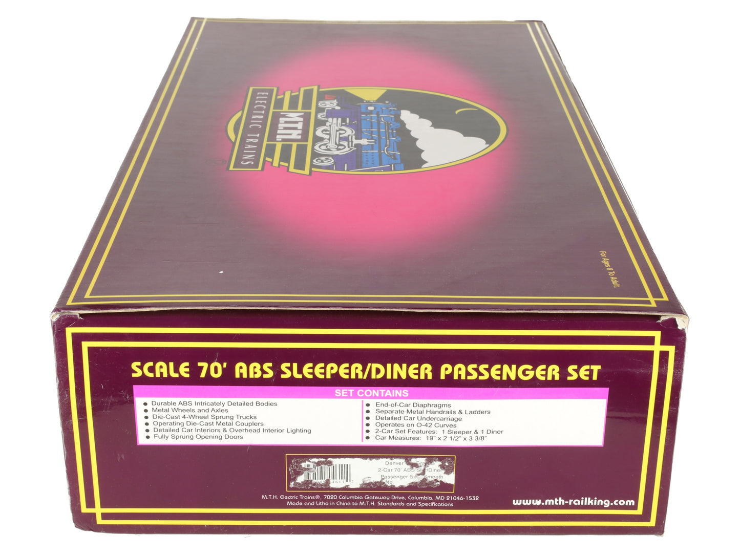 MTH 20-6695 O DRG 70' Streamlined Sleeper/Diner Passenger Car Set (Set of 2) EX/Box