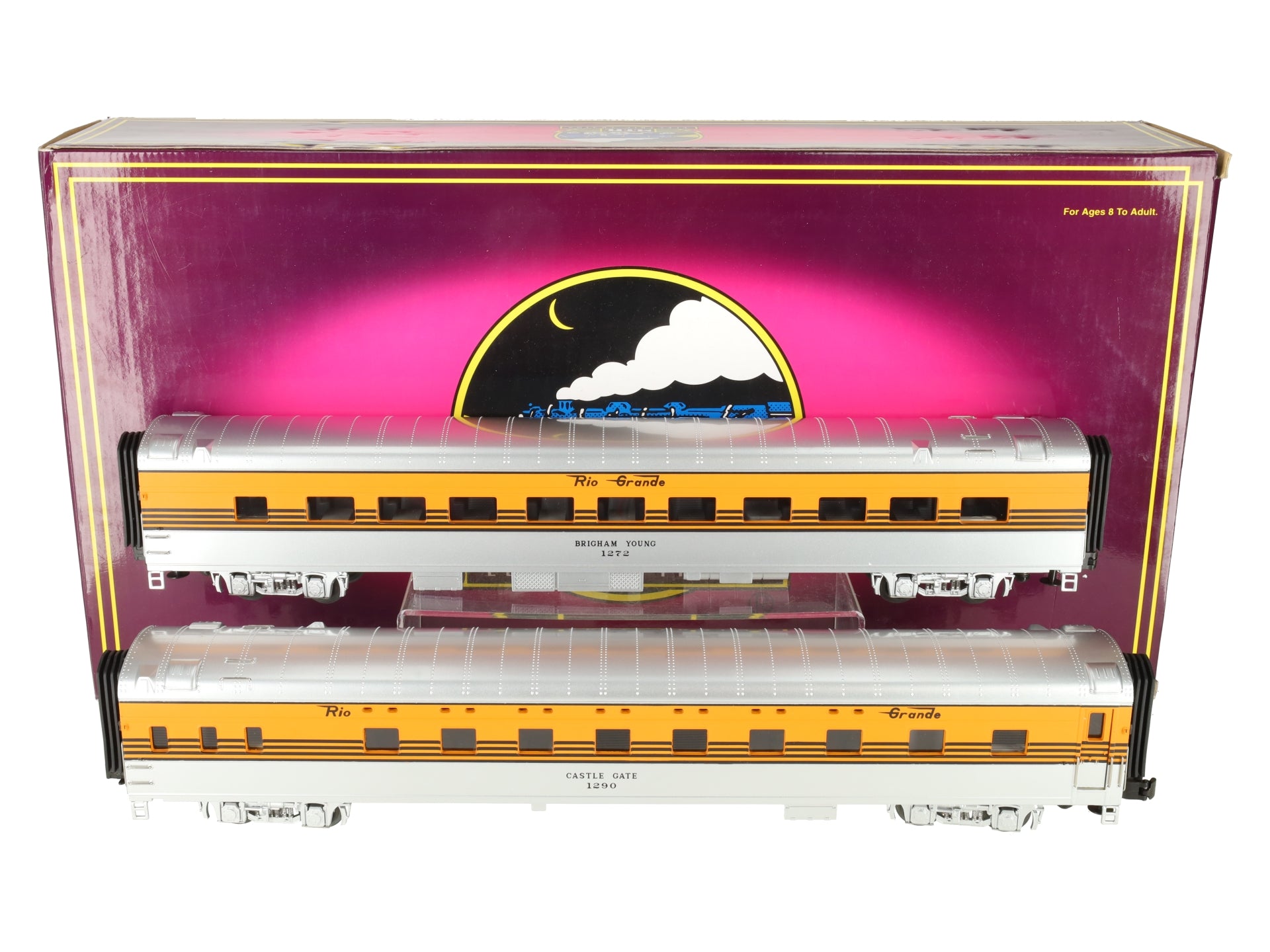 MTH 20-6695 O DRG 70' Streamlined Sleeper/Diner Passenger Car Set (Set of 2) EX/Box