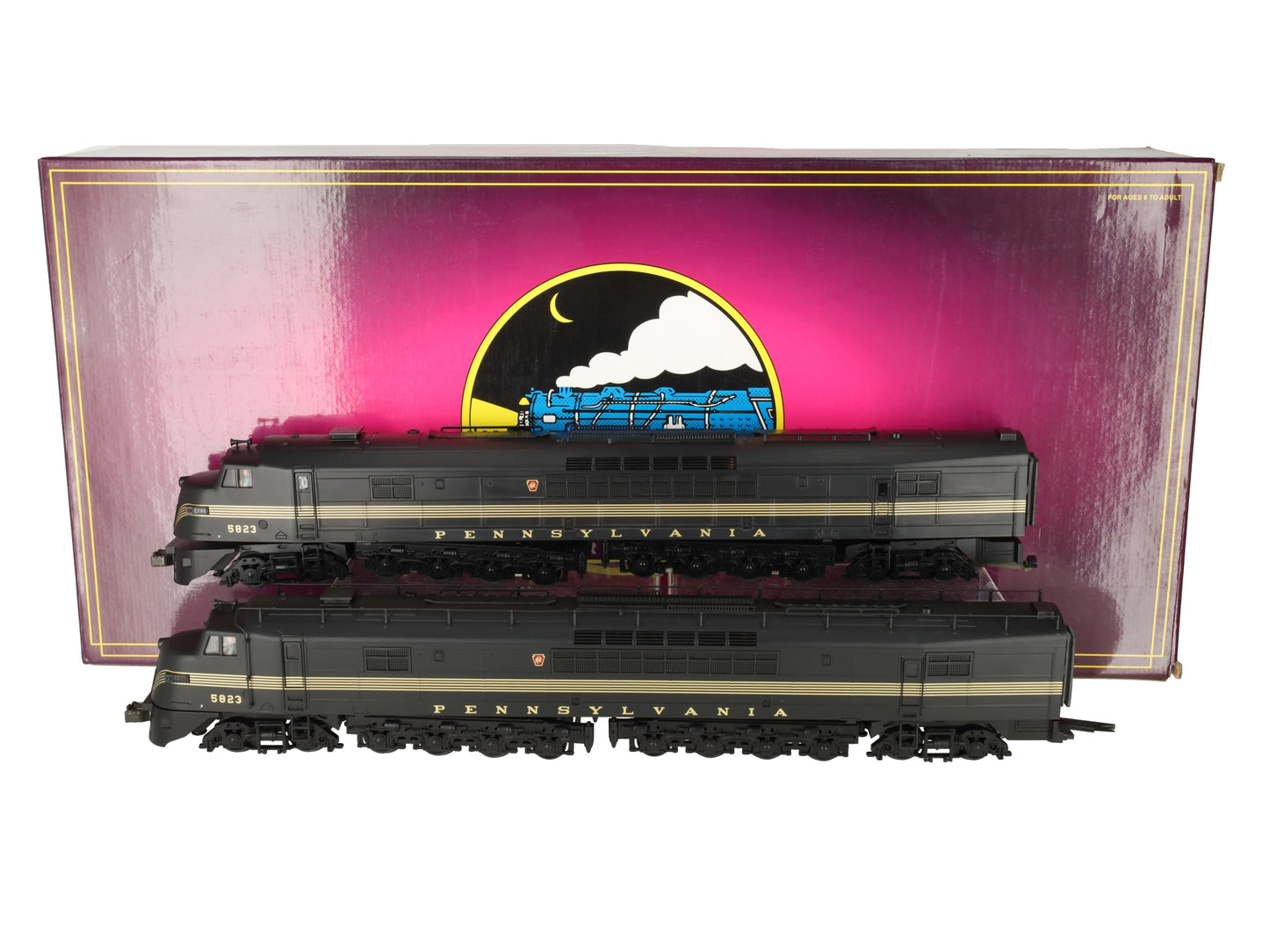 MTH 20-2200-1 O Gauge PRR Centipede AA Diesel Engine Set w/PS1 #5823 EX/Box