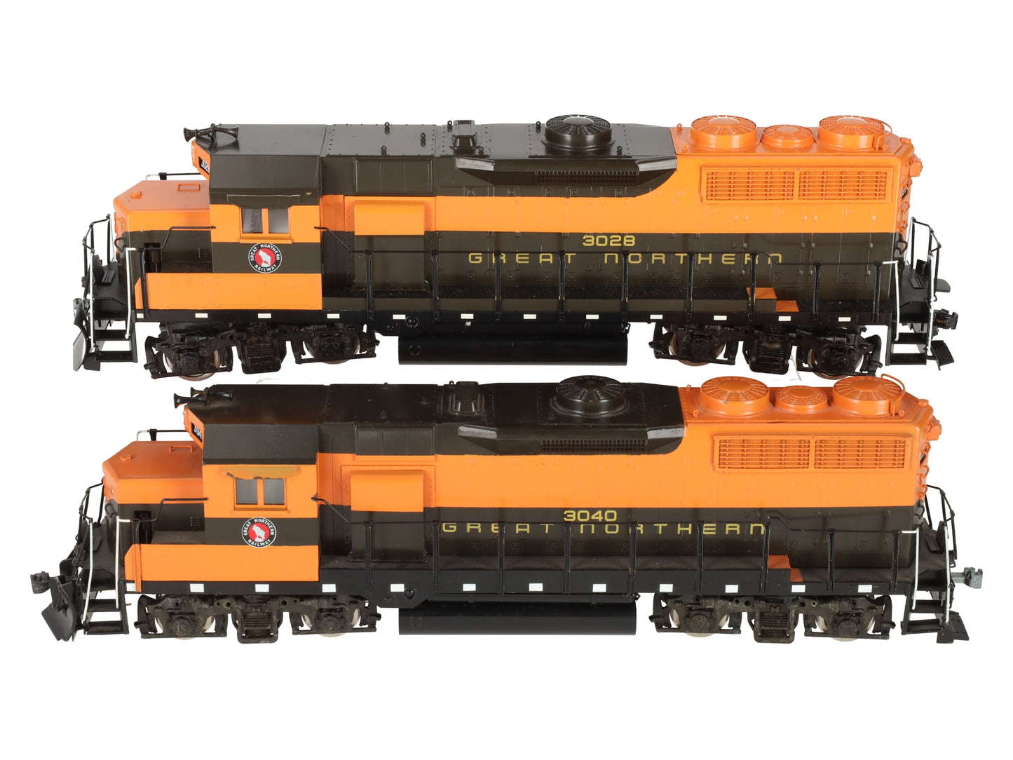 US Hobbies O BRASS Great Northern GP-35 Diesel Locomotive AA Set #3040/#3028 EX