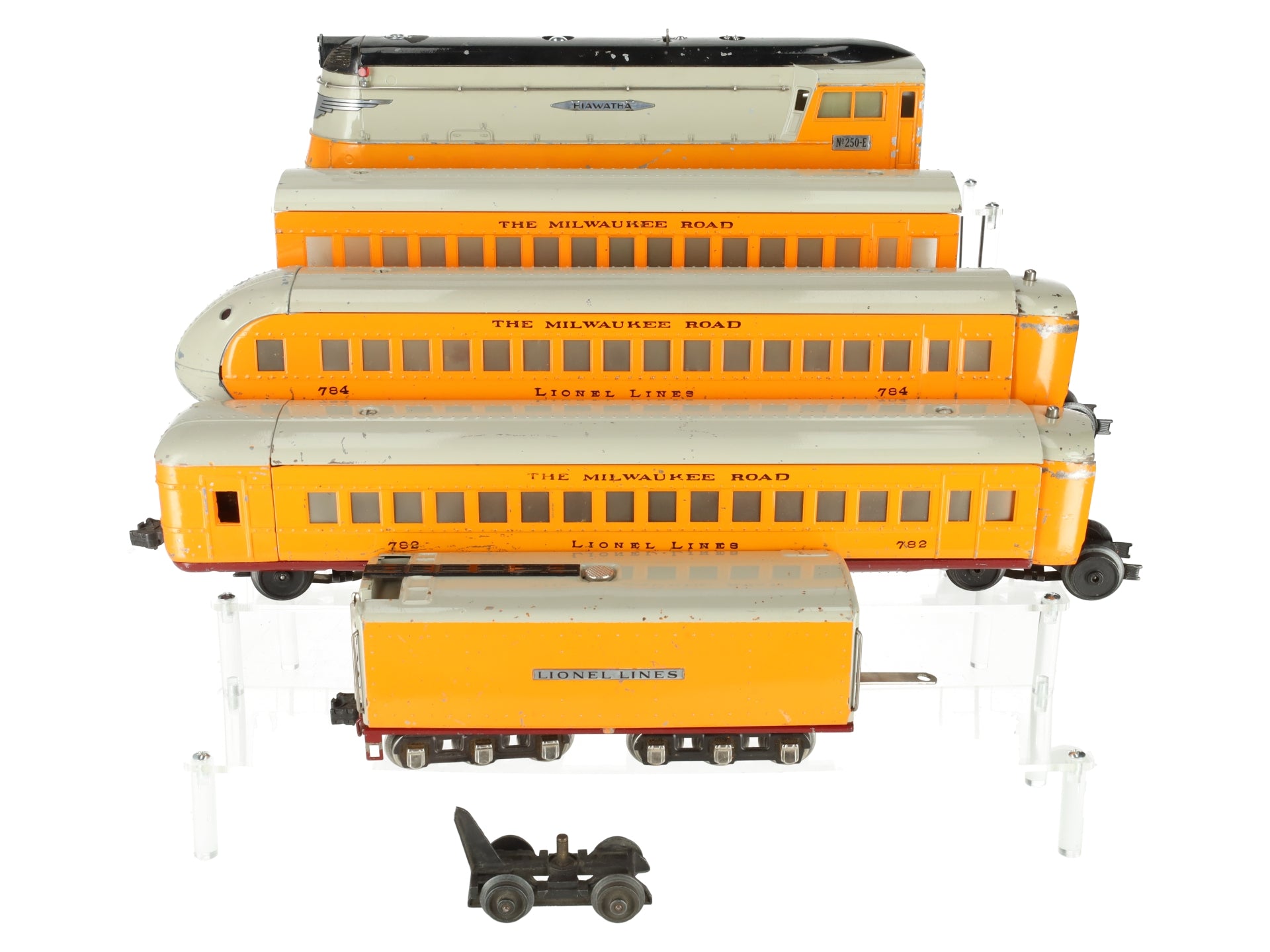Lionel 250E Vintage O Prewar Hiawatha Steam Locomotive & Passenger Car Set VG