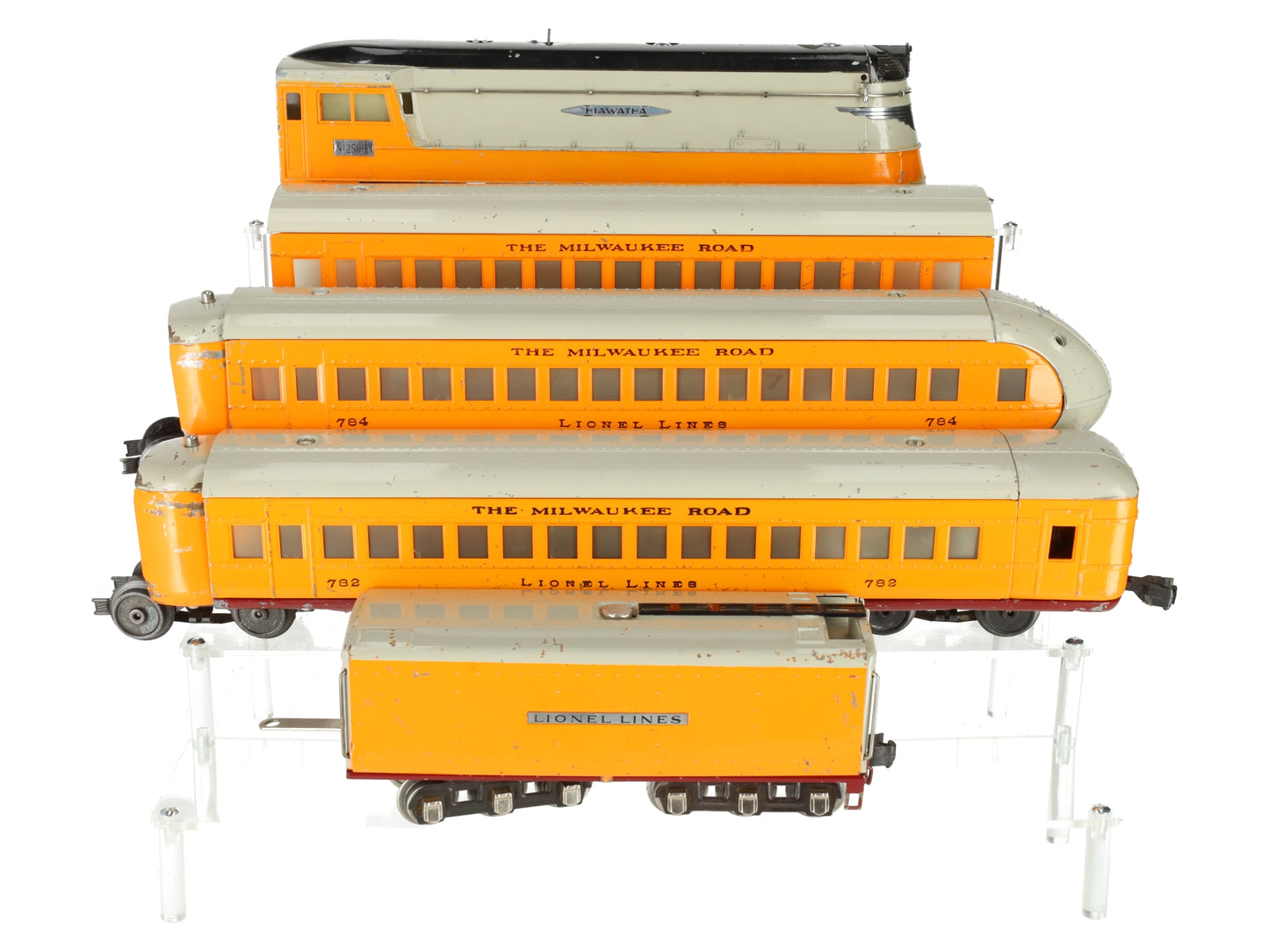 Lionel 250E Vintage O Prewar Hiawatha Steam Locomotive & Passenger Car Set VG