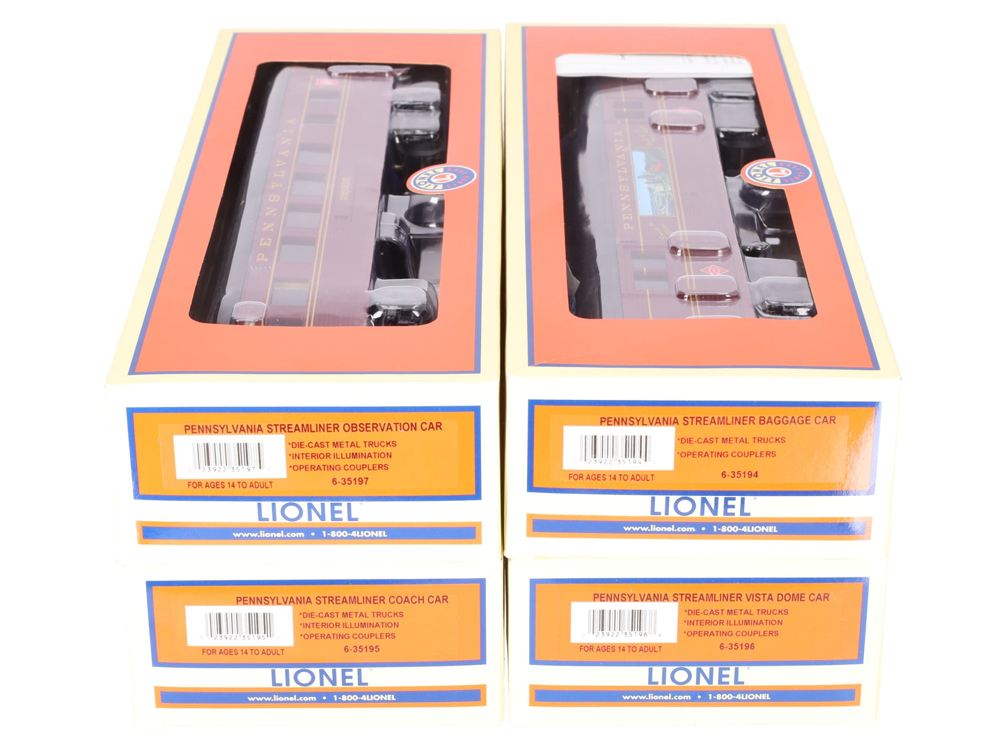 Lionel 6-35193 O Pennsylvania Streamliner Passenger Cars (Set of 4) EX/Box