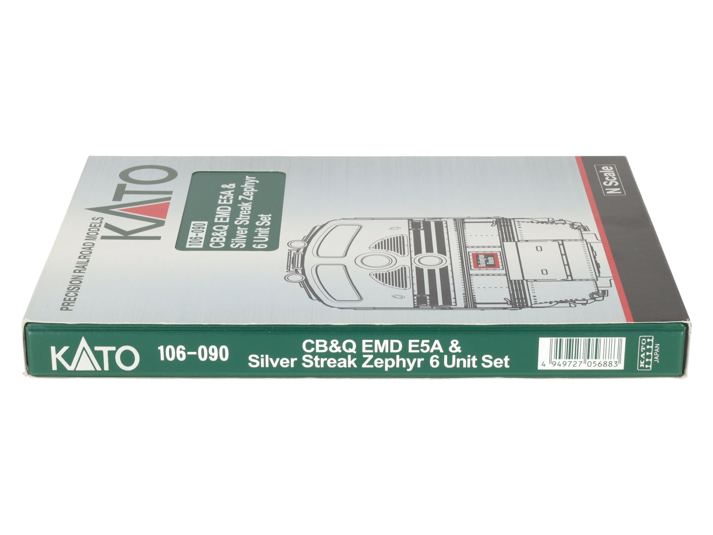 Kato 106-090 N CB&Q EMD E5A Diesel & Silver Streak Zephyr Passenger Set LN/Box