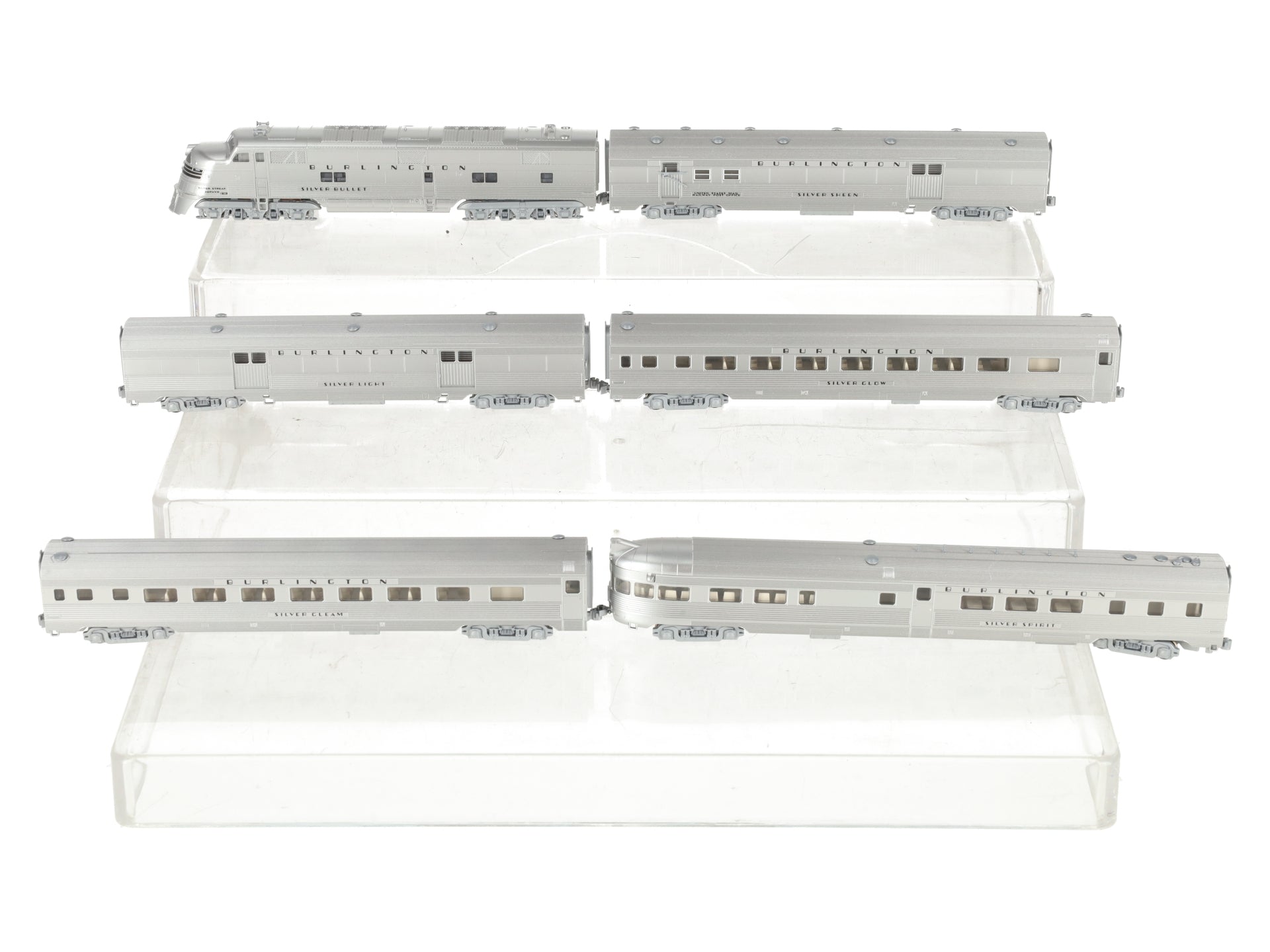 Kato 106-090 N CB&Q EMD E5A Diesel & Silver Streak Zephyr Passenger Set LN/Box