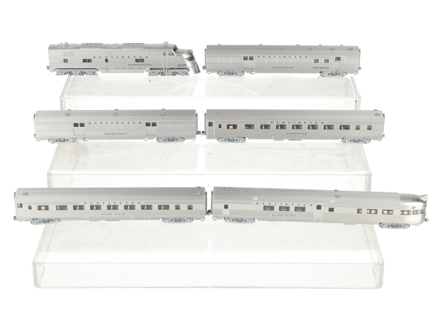 Kato 106-090 N CB&Q EMD E5A Diesel & Silver Streak Zephyr Passenger Set LN/Box