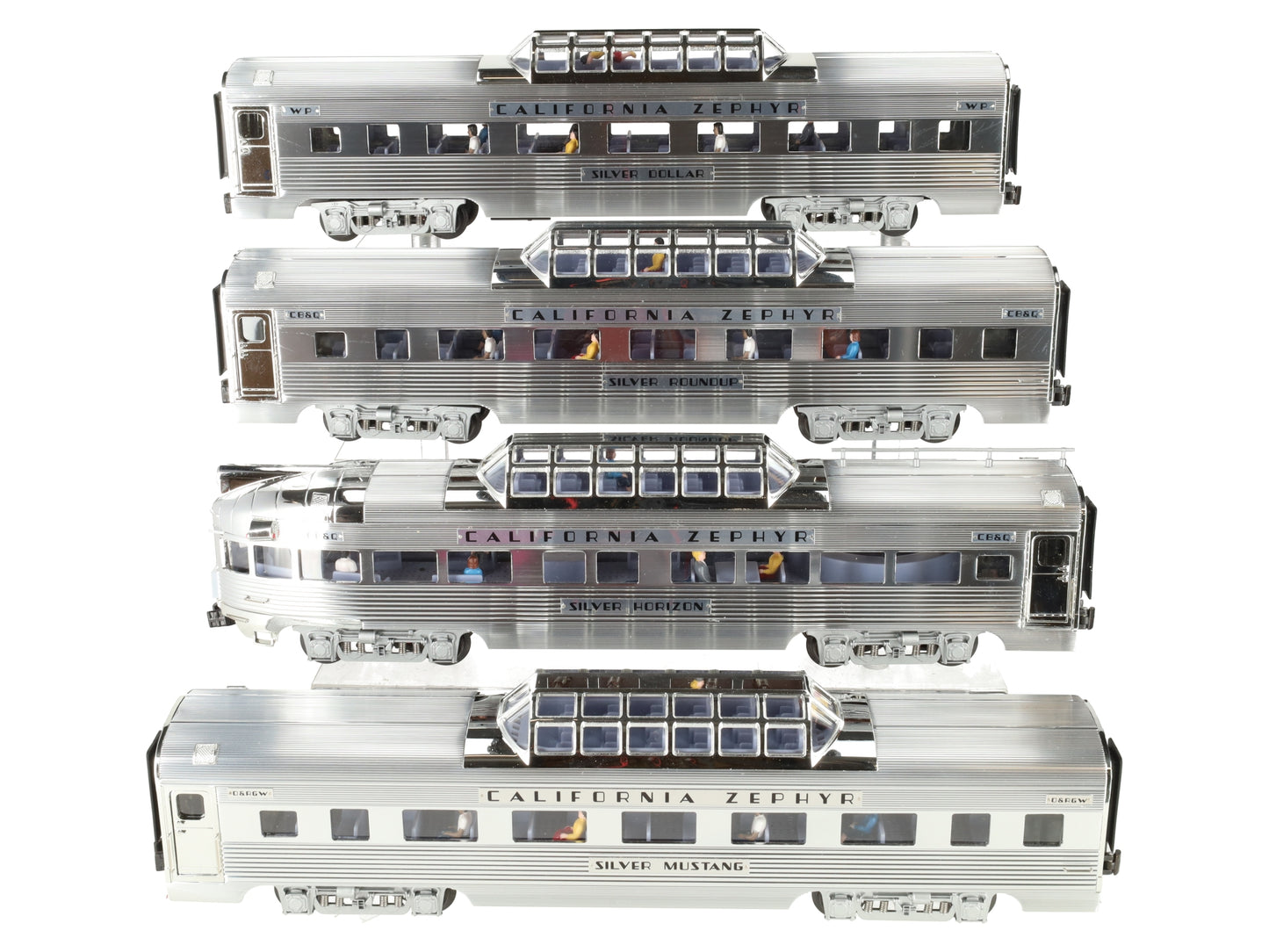 K-Line K-4613B O "California Zephyr" Extended Aluminium 15' Passenger 4-Car Set LN/Box