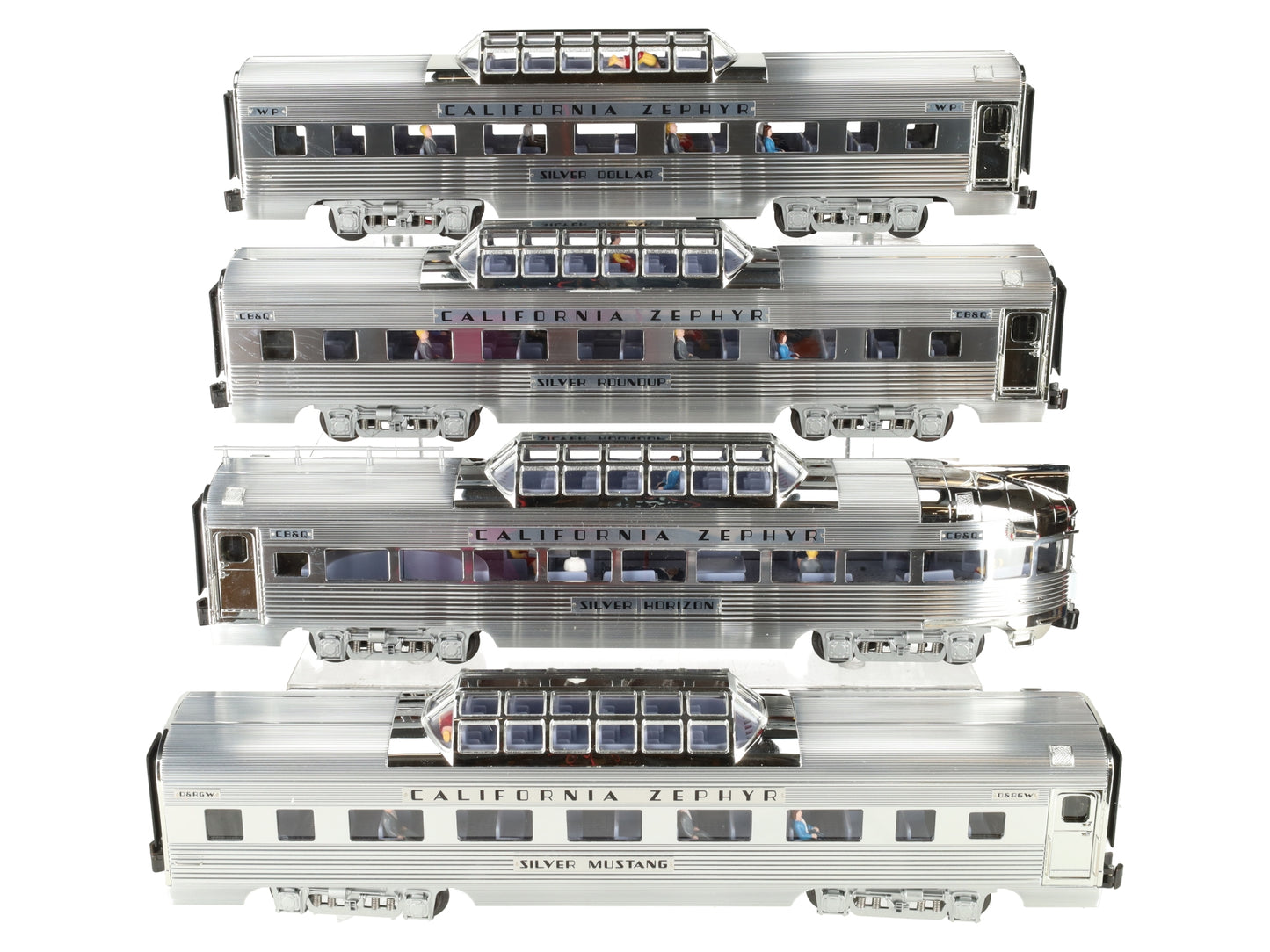 K-Line K-4613B O "California Zephyr" Extended Aluminium 15' Passenger 4-Car Set LN/Box