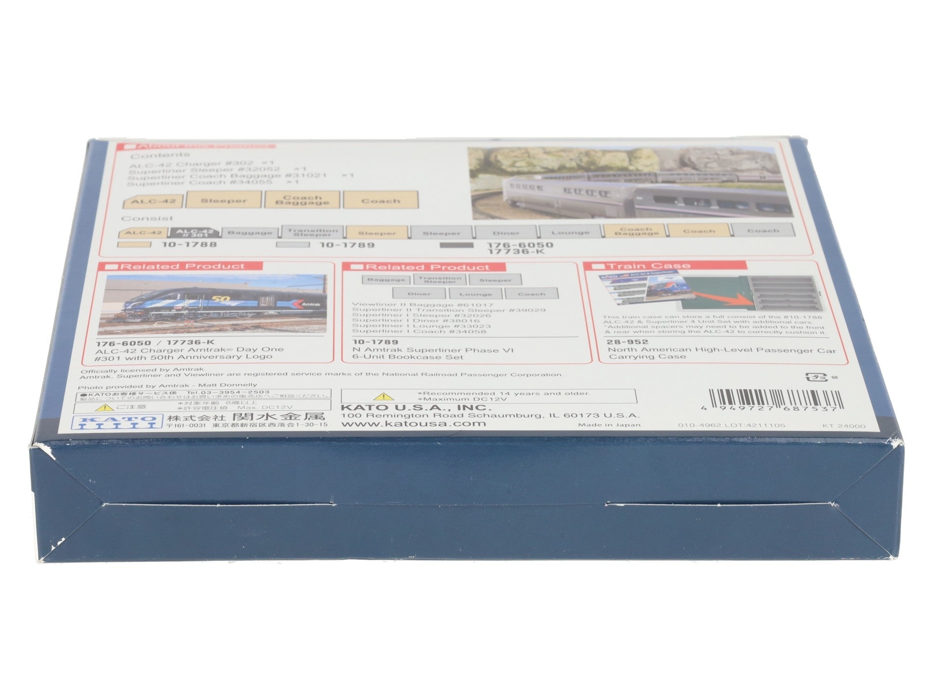 Kato 10-1788 N Amtrak ALC-42 & Superliner Phase VI Train Set (Set of 4) LN/Box