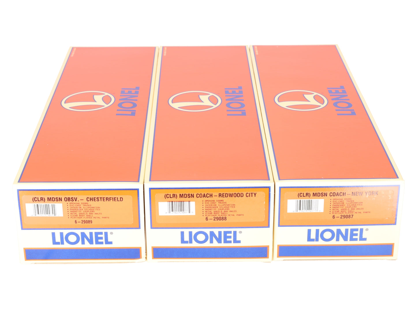Lionel 6-29086 O Platinum Ghost Clear Shell Madison Passenger Cars (Set of 3) LN/Box