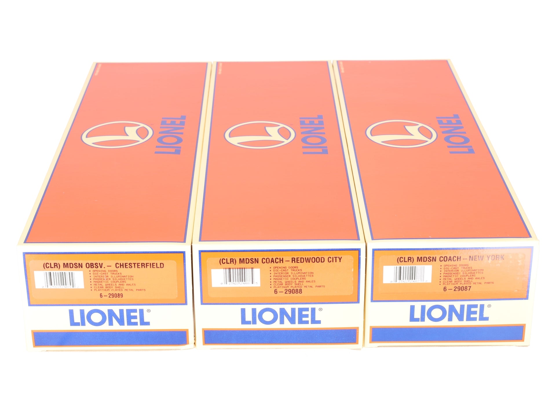 Lionel 6-29086 O Platinum Ghost Clear Shell Madison Passenger Cars (Set of 3) LN/Box