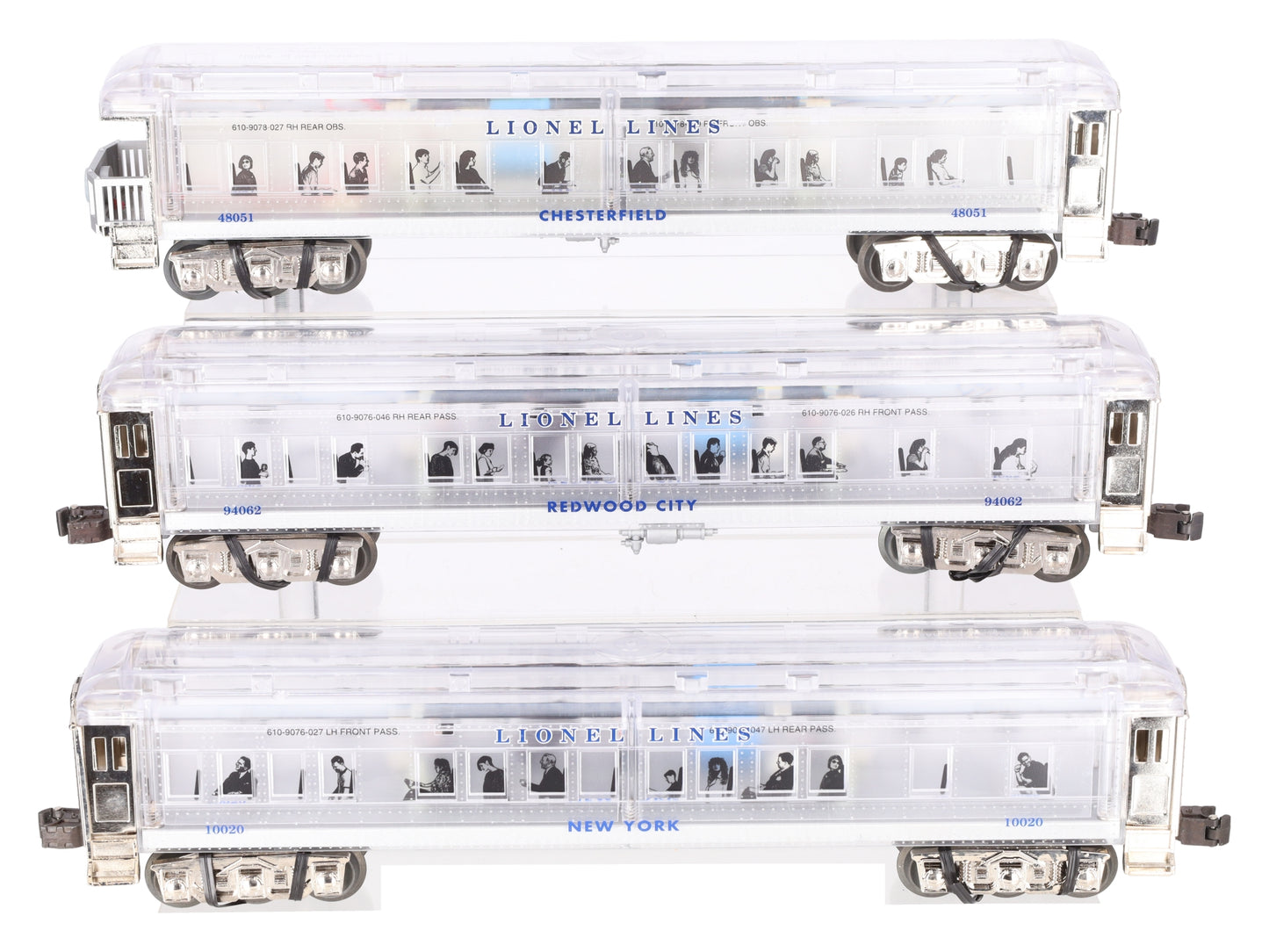 Lionel 6-29086 O Platinum Ghost Clear Shell Madison Passenger Cars (Set of 3) LN/Box