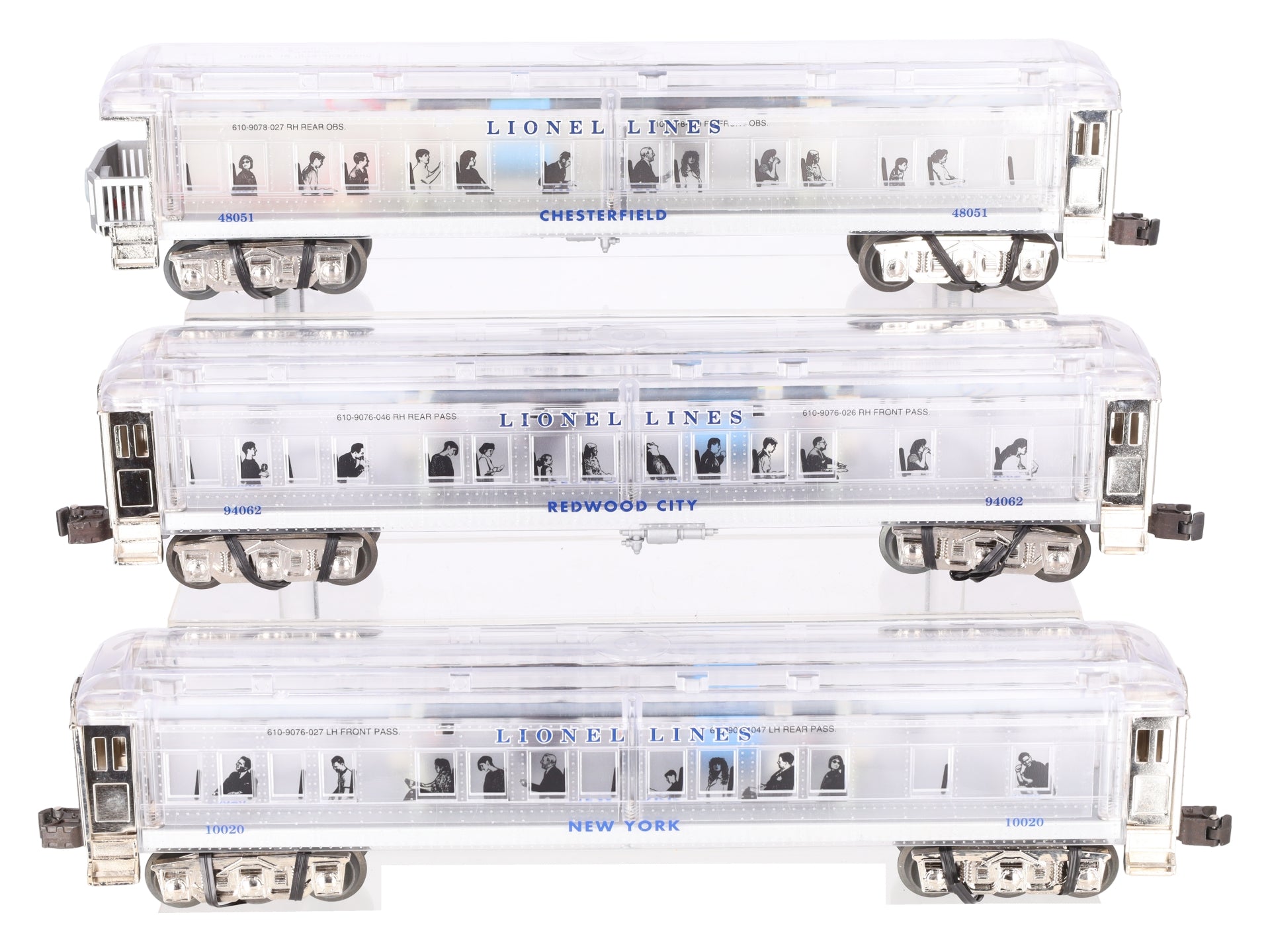 Lionel 6-29086 O Platinum Ghost Clear Shell Madison Passenger Cars (Set of 3) LN/Box