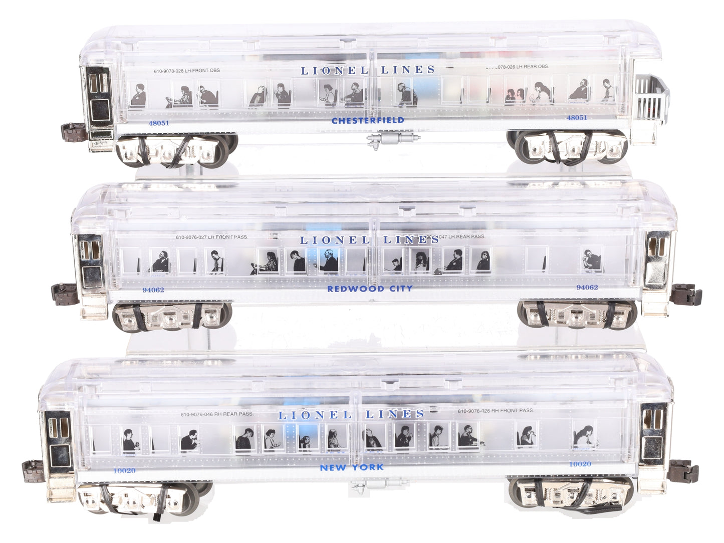 Lionel 6-29086 O Platinum Ghost Clear Shell Madison Passenger Cars (Set of 3) LN/Box