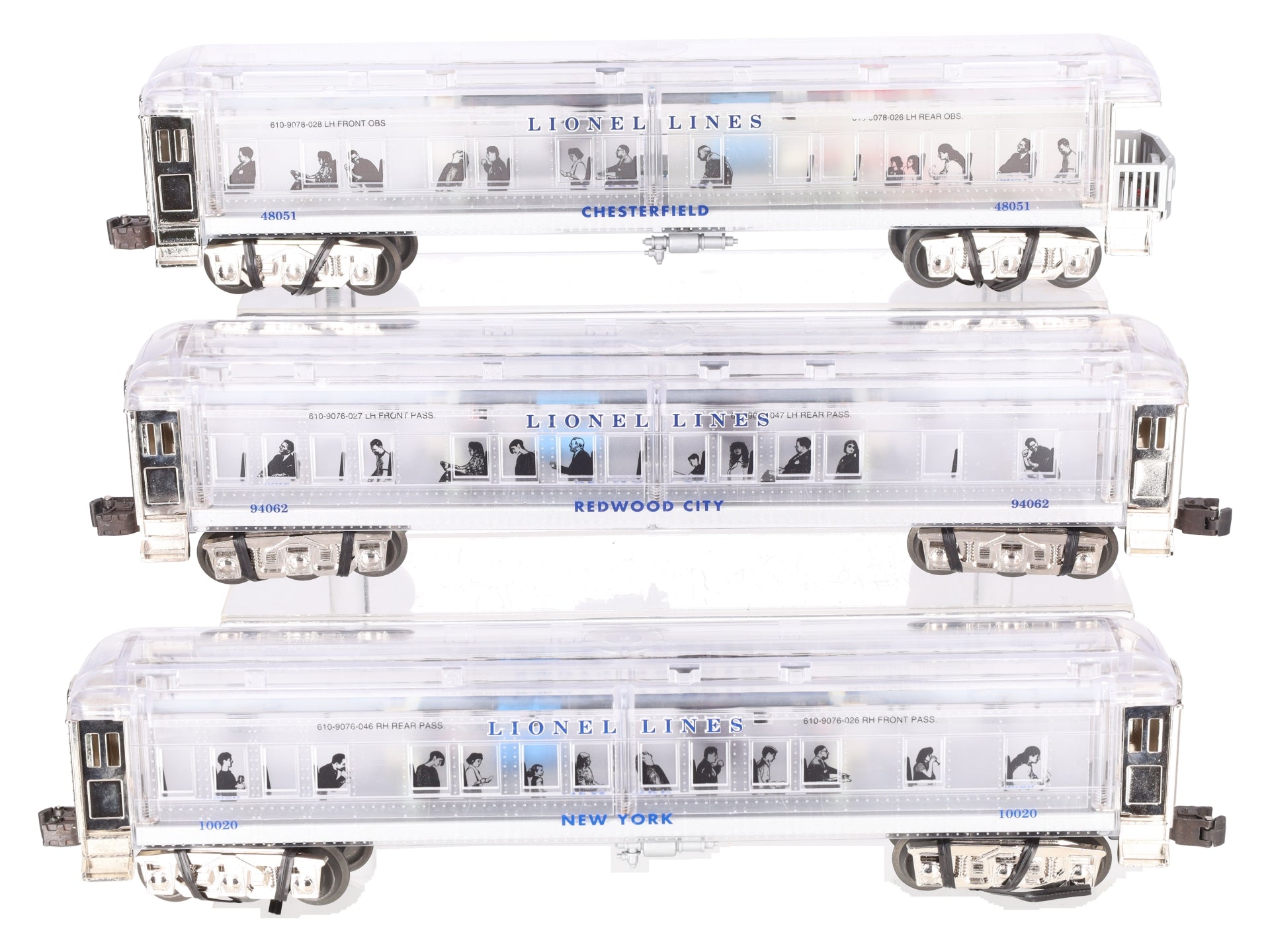 Lionel 6-29086 O Platinum Ghost Clear Shell Madison Passenger Cars (Set of 3) LN/Box