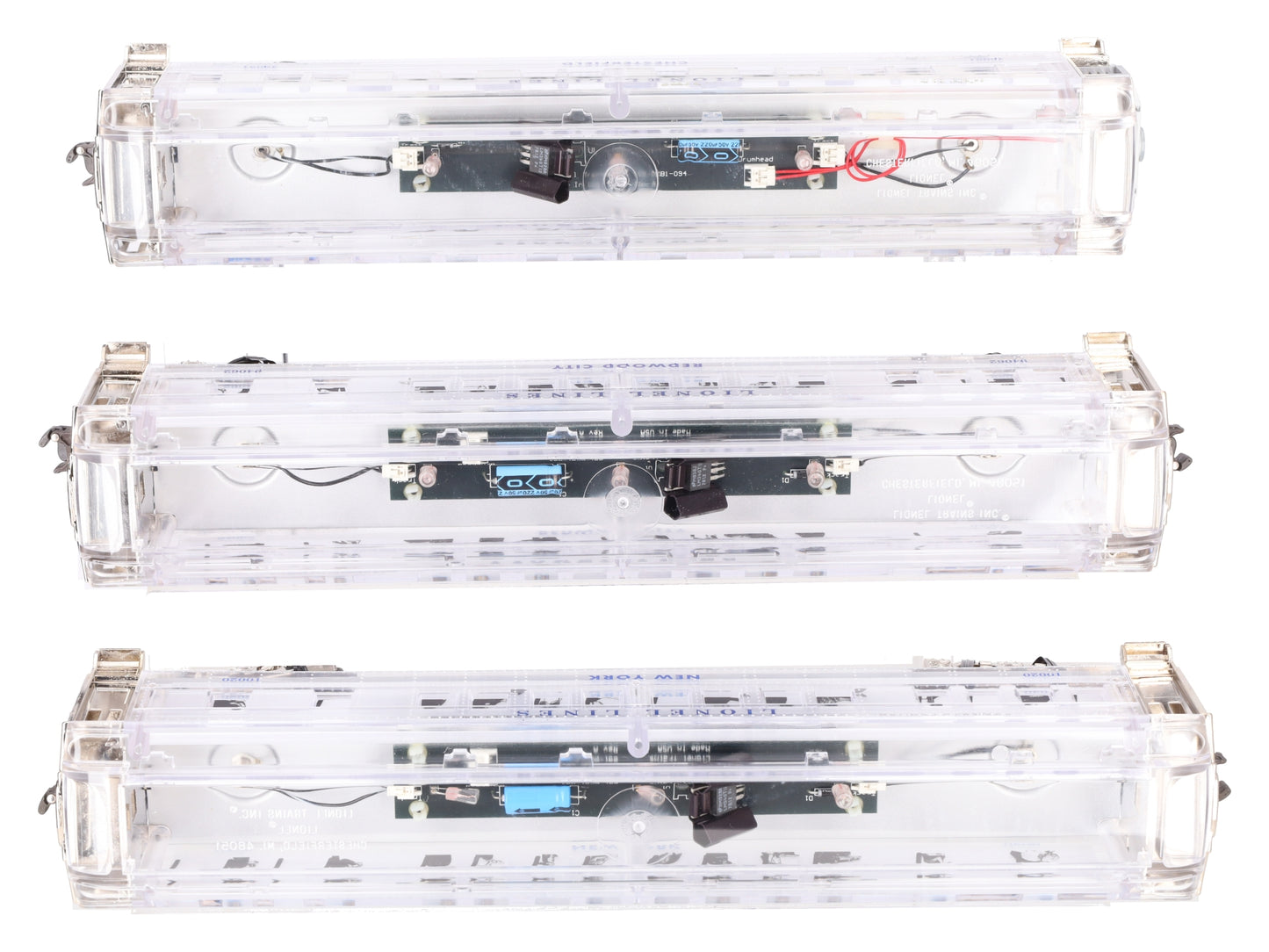 Lionel 6-29086 O Platinum Ghost Clear Shell Madison Passenger Cars (Set of 3) LN/Box