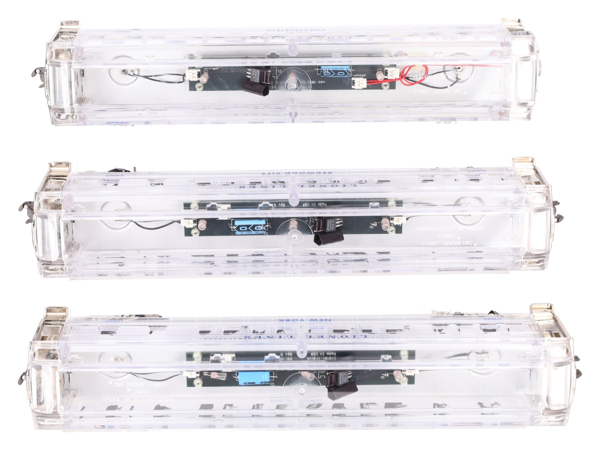 Lionel 6-29086 O Platinum Ghost Clear Shell Madison Passenger Cars (Set of 3) LN/Box