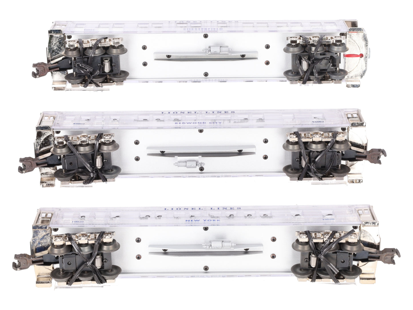 Lionel 6-29086 O Platinum Ghost Clear Shell Madison Passenger Cars (Set of 3) LN/Box