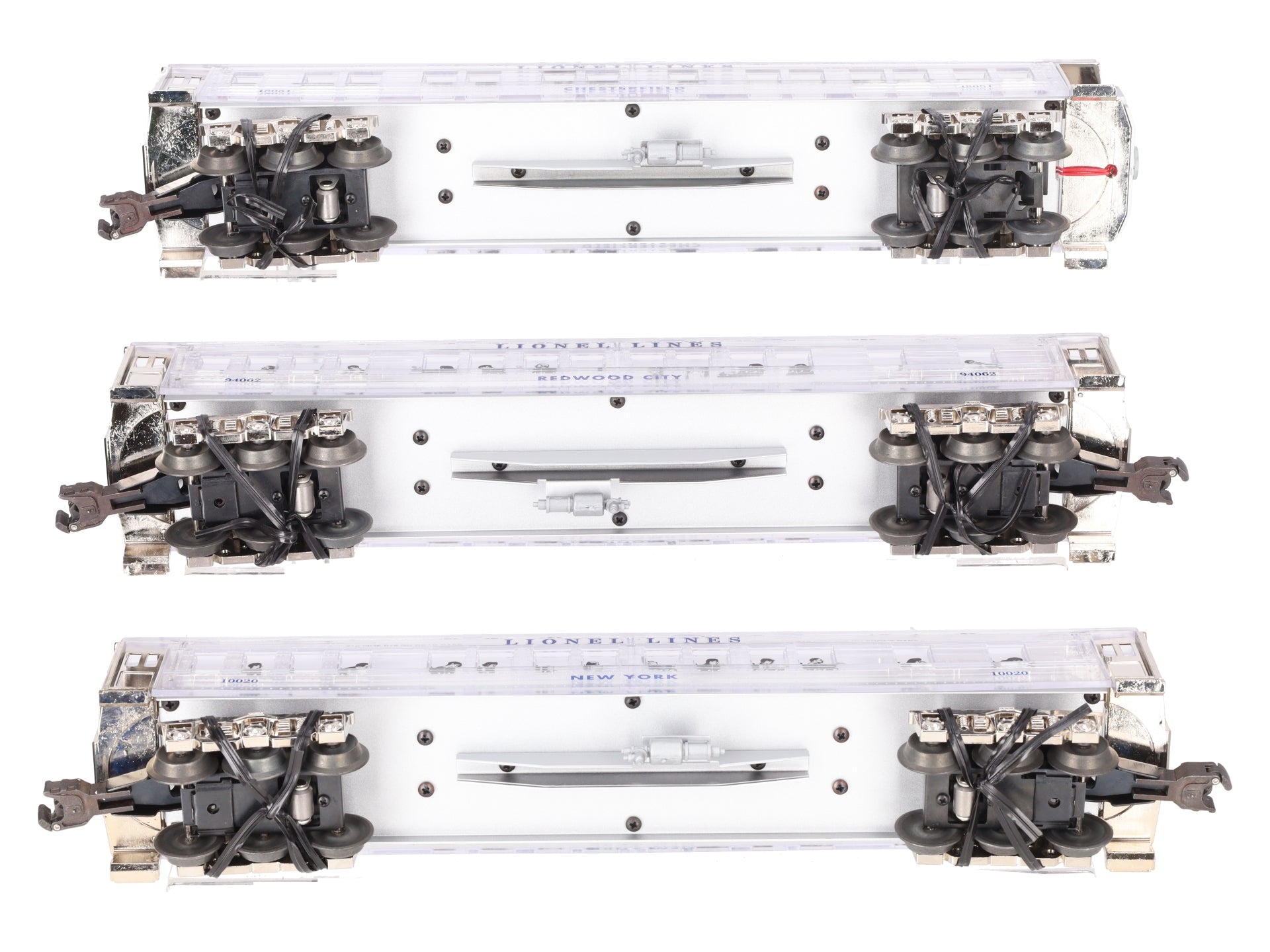Lionel 6-29086 O Platinum Ghost Clear Shell Madison Passenger Cars (Set of 3) LN/Box