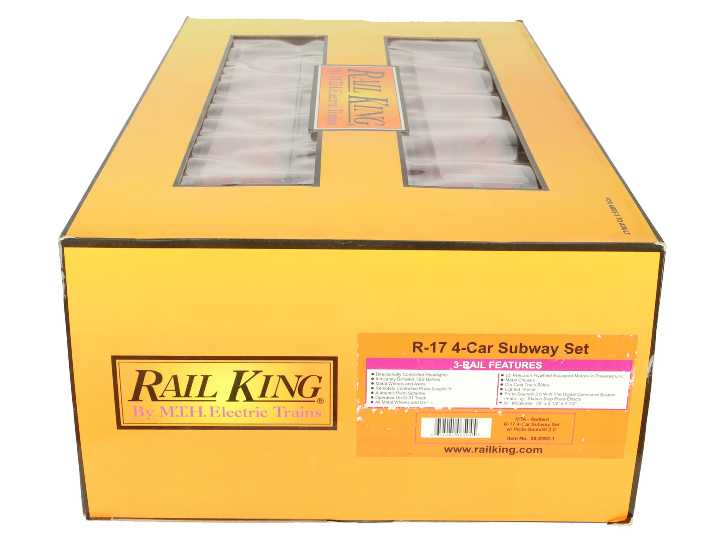 MTH 30-2392-1 O Gauge MTA Redbird R-17 4-Car Subway Set with Proto-Sound 2.0 EX/Box