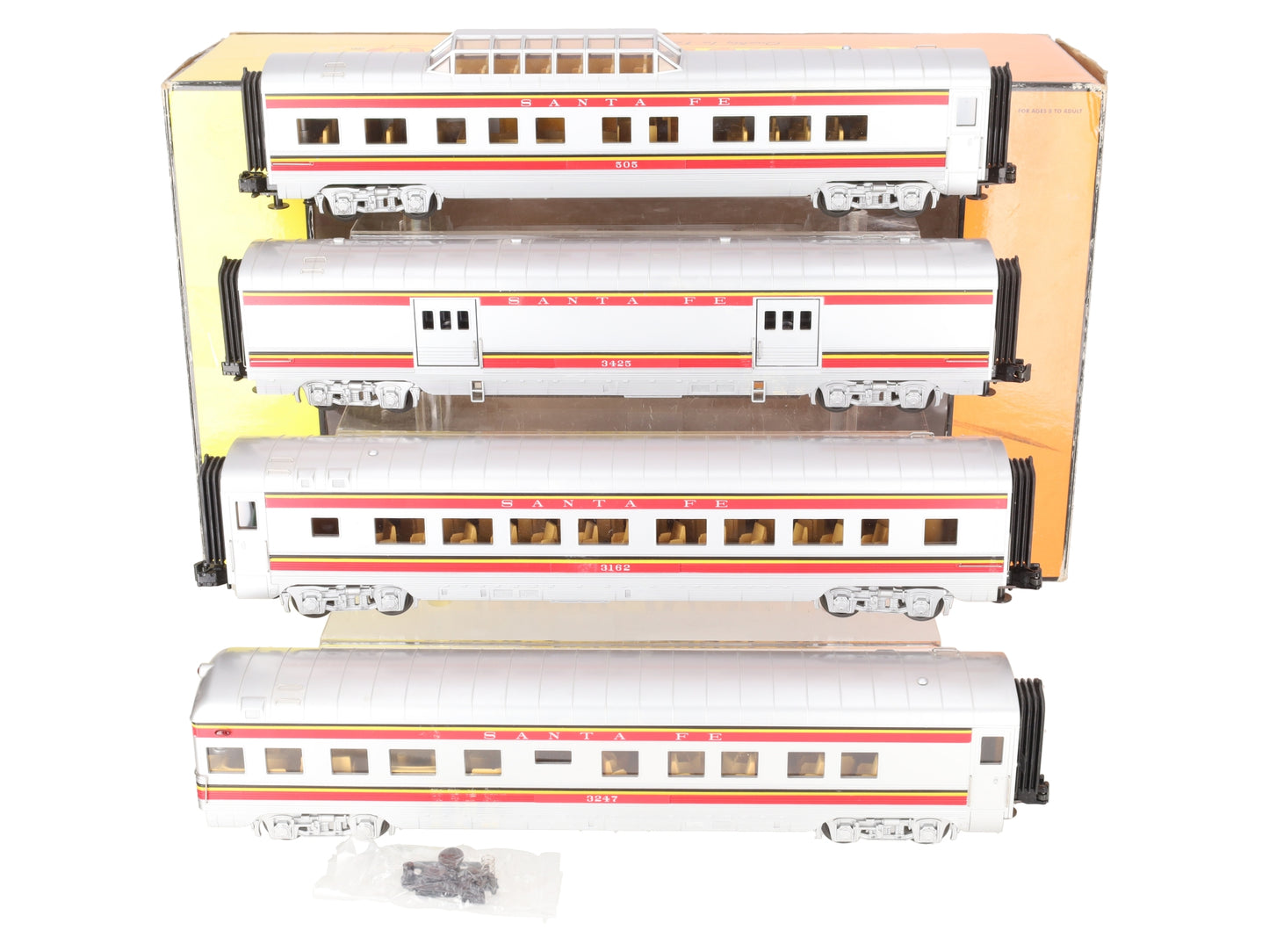 MTH 30-6705 O Santa Fe RailKing 60' Streamlined Passenger Car Set (Set of 4) EX/Box