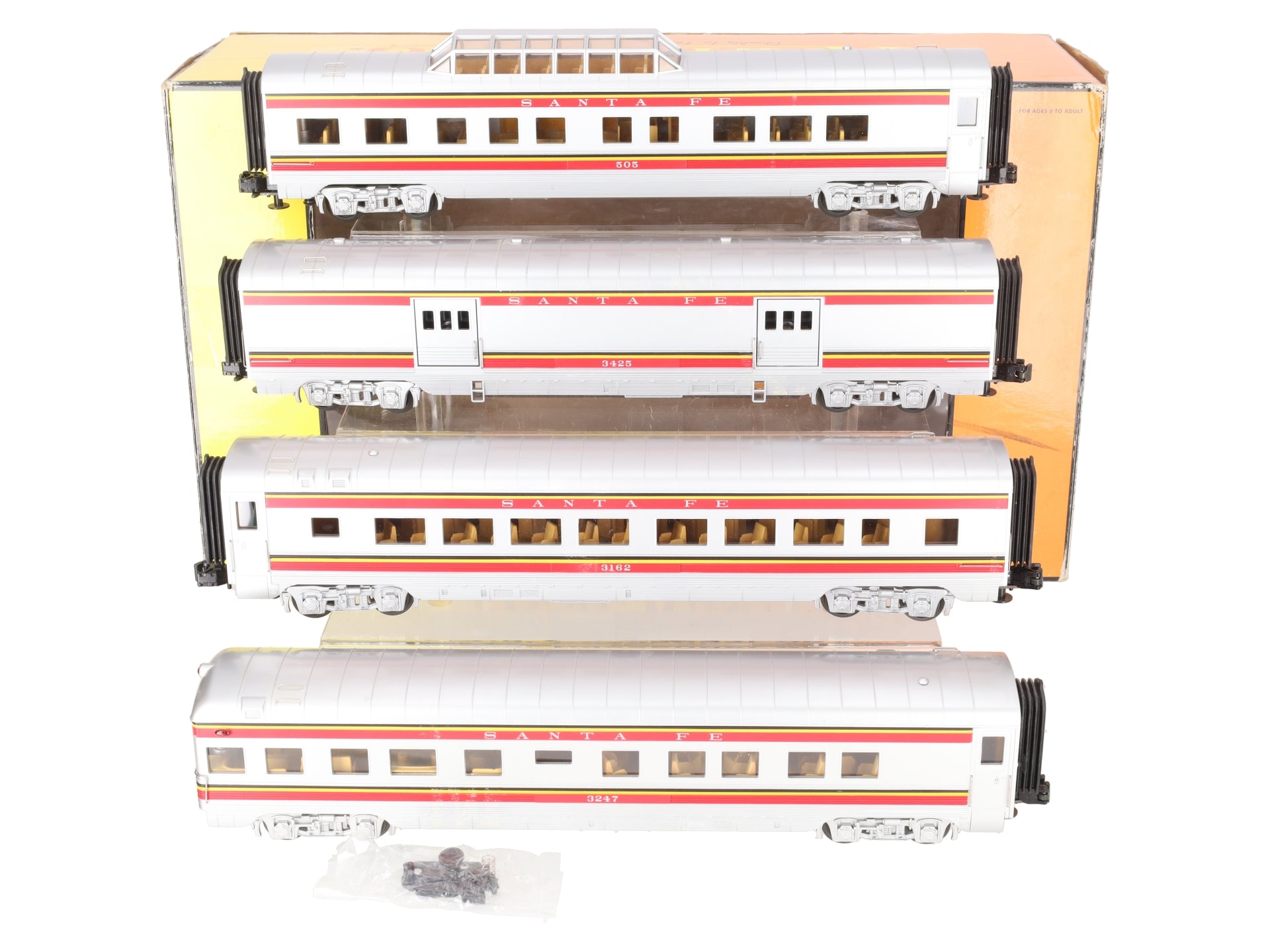 MTH 30-6705 O Santa Fe RailKing 60' Streamlined Passenger Car Set (Set of 4) EX/Box