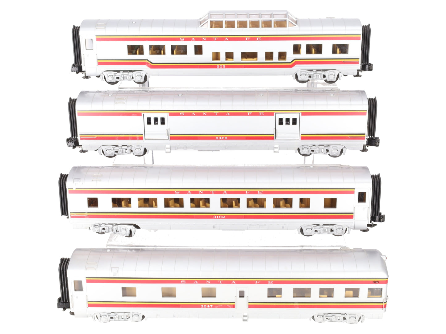 MTH 30-6705 O Santa Fe RailKing 60' Streamlined Passenger Car Set (Set of 4) EX/Box
