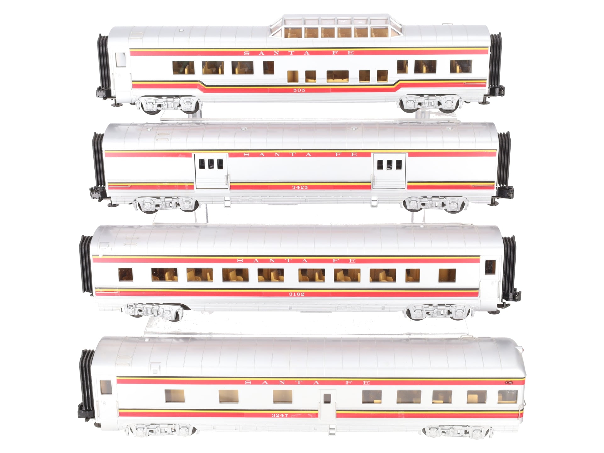 MTH 30-6705 O Santa Fe RailKing 60' Streamlined Passenger Car Set (Set of 4) EX/Box