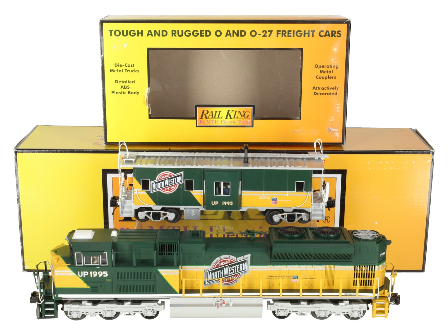 MTH 30-20949-1 O CNW-UP Heritage SD70ACe Imperial Diesel Locomotive/Caboose Set EX/Box