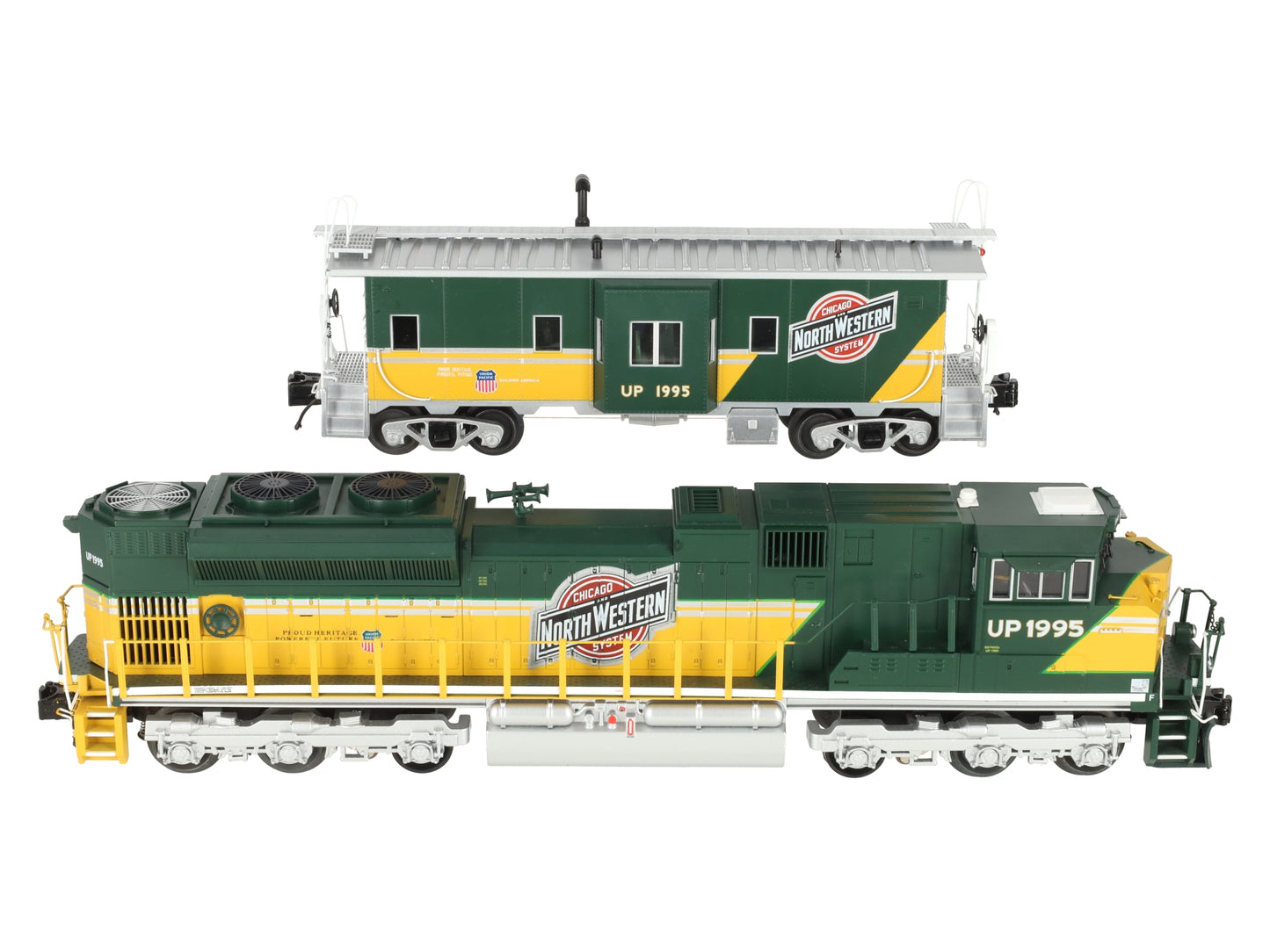 MTH 30-20949-1 O CNW-UP Heritage SD70ACe Imperial Diesel Locomotive/Caboose Set EX/Box
