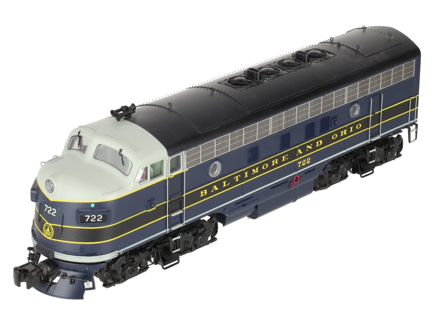 MTH 20-20605-1 Baltimore & Ohio F-7 A Unit Dsl Engine w/PS3 (Hi-Rail Whls) #722 EX/Box