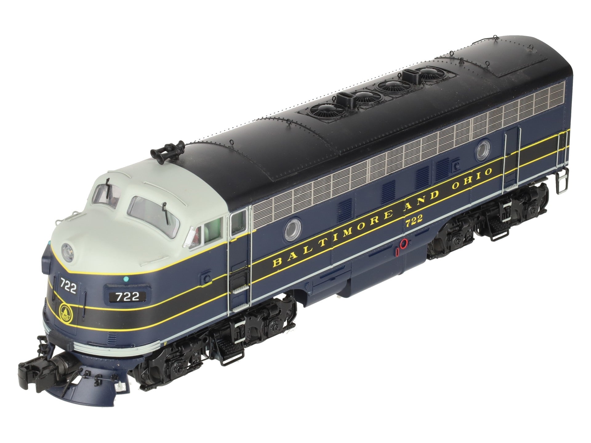 MTH 20-20605-1 Baltimore & Ohio F-7 A Unit Dsl Engine w/PS3 (Hi-Rail Whls) #722 EX/Box